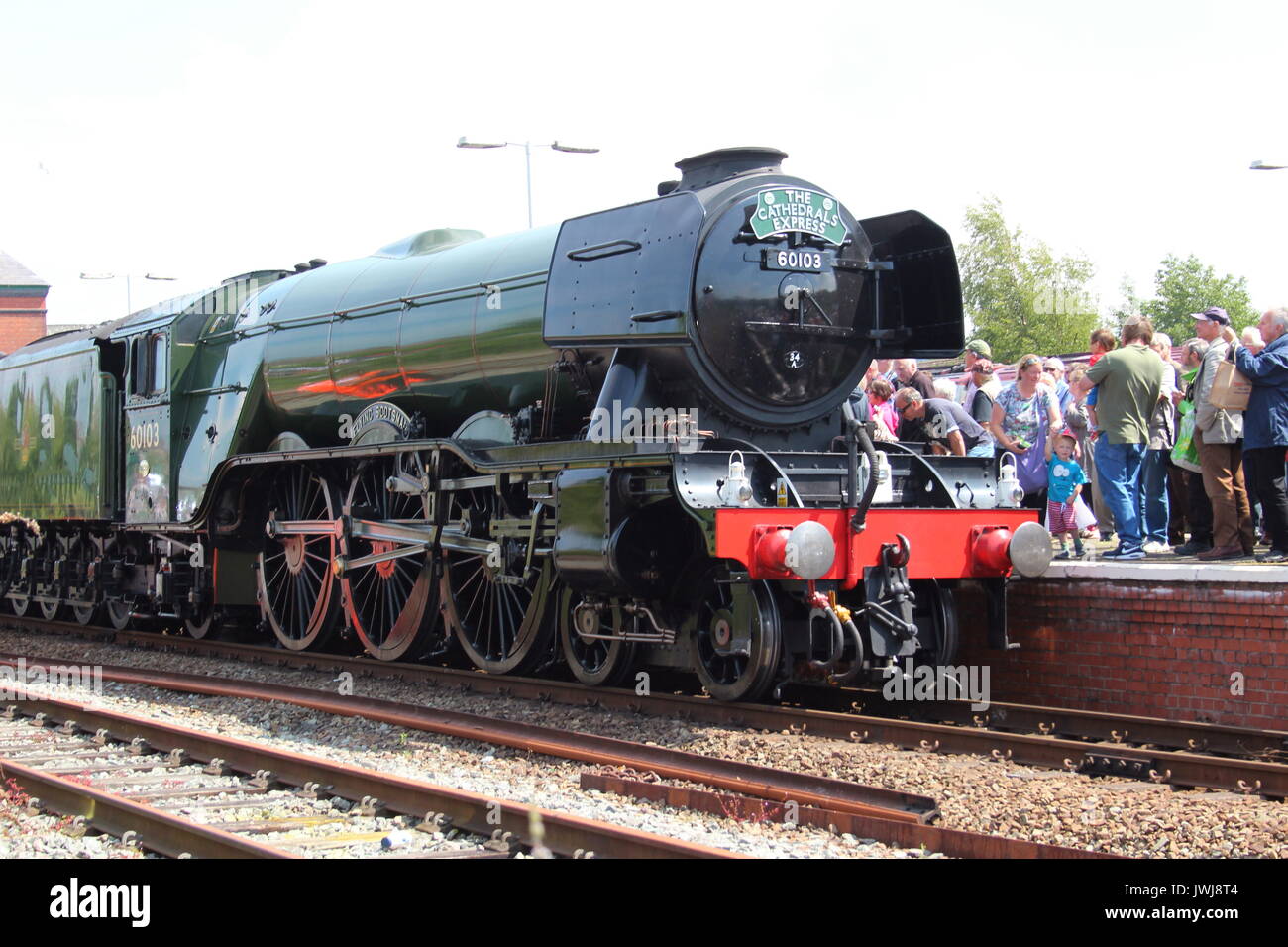 Treno a vapore il Flying Scotsman e Royal Scot in Llandudno North Wales Foto Stock