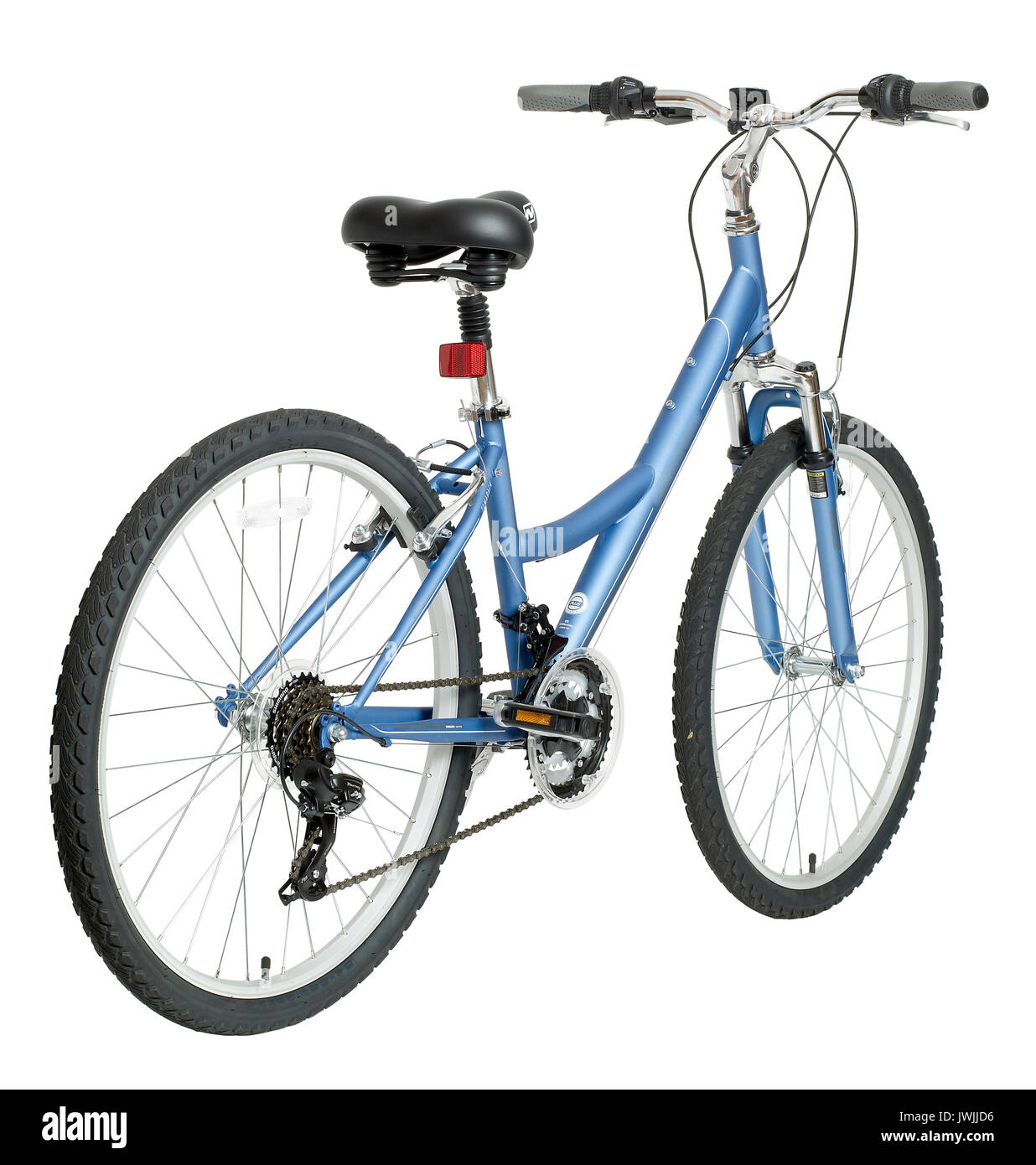 Femmina blu bicicletta Foto Stock