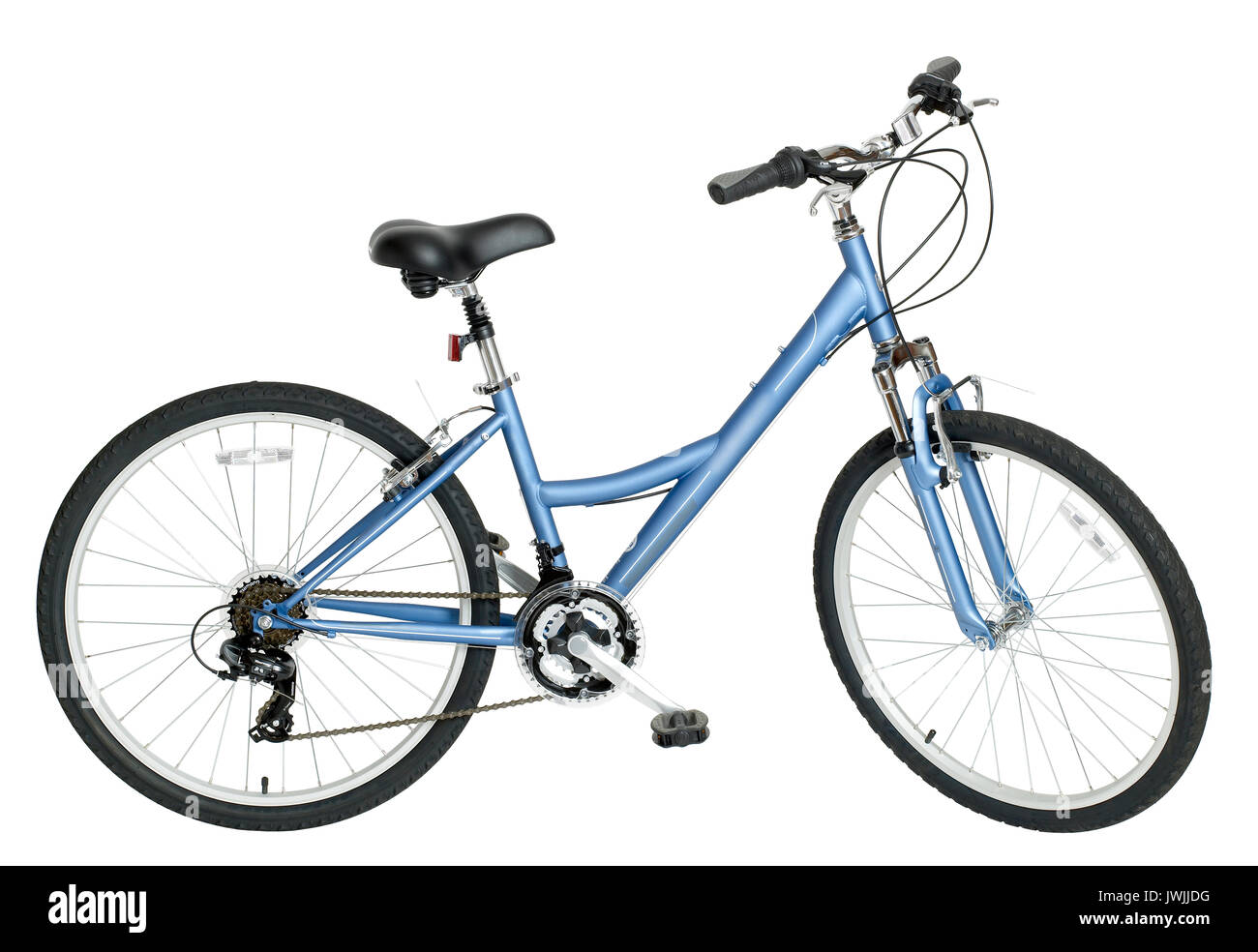 Femmina blu bicicletta Foto Stock