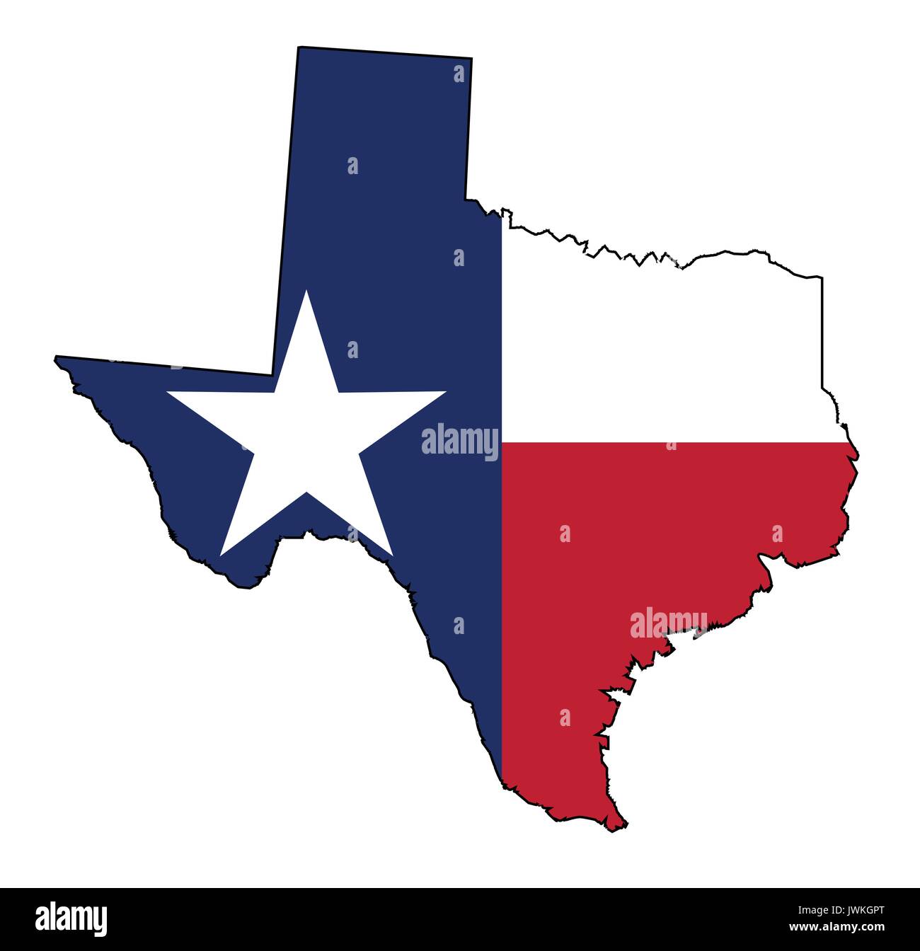 Schema dello stato del Texas con bandiera isolato Illustrazione Vettoriale