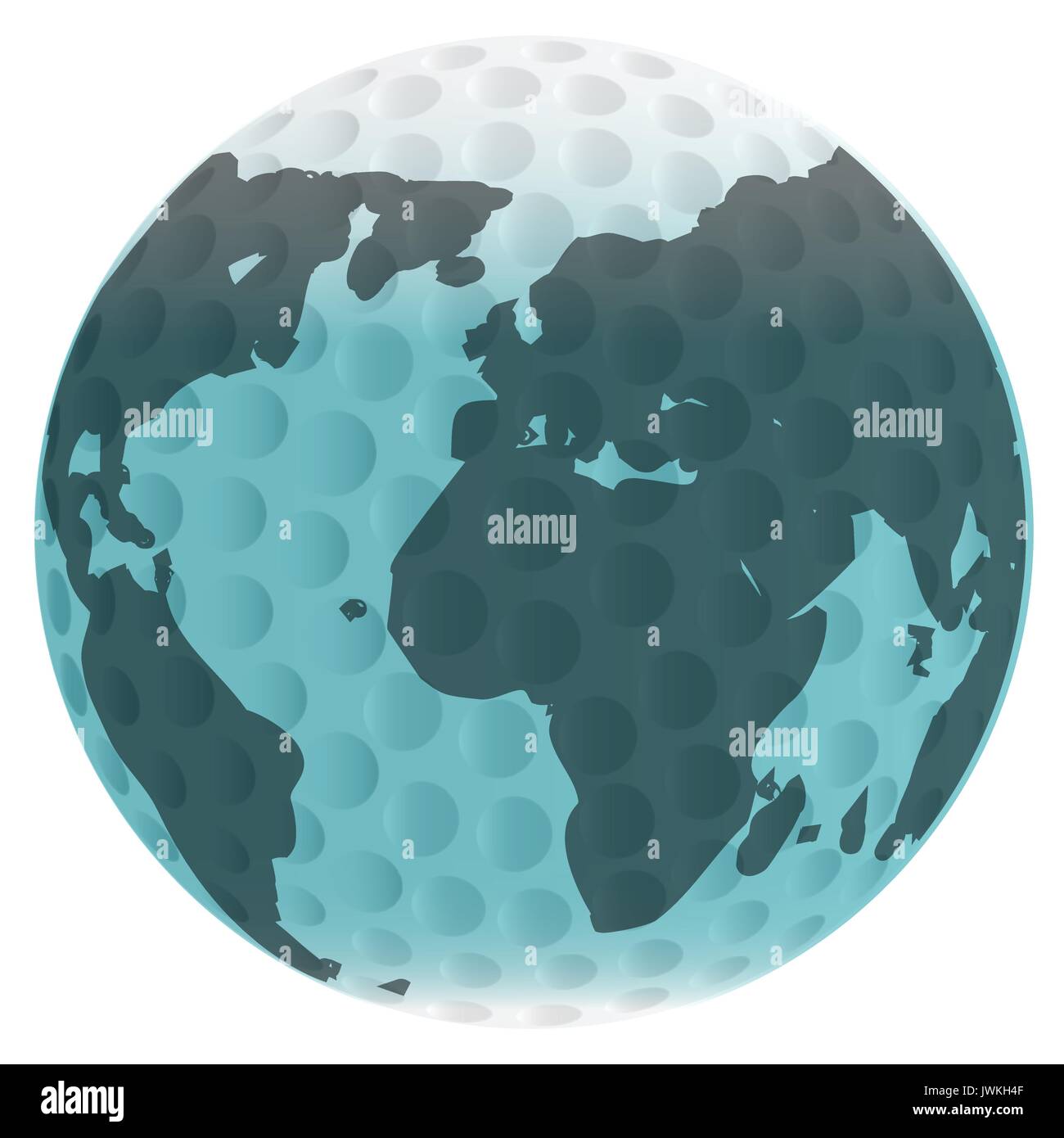 Una pallina da golf e terra mappa isolate su uno sfondo bianco Illustrazione Vettoriale