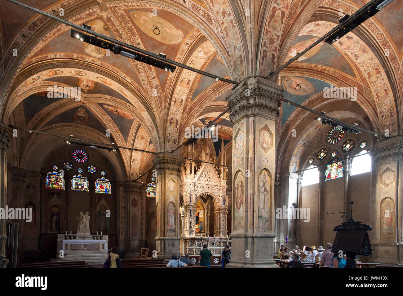 Gotica Chiesa di Orsanmichele nel centro storico di Firenze elencati di Patrimonio Mondiale dall Unesco in Firenze, Toscana, Italia. 7 agosto 2016 © Wojciech Str Foto Stock