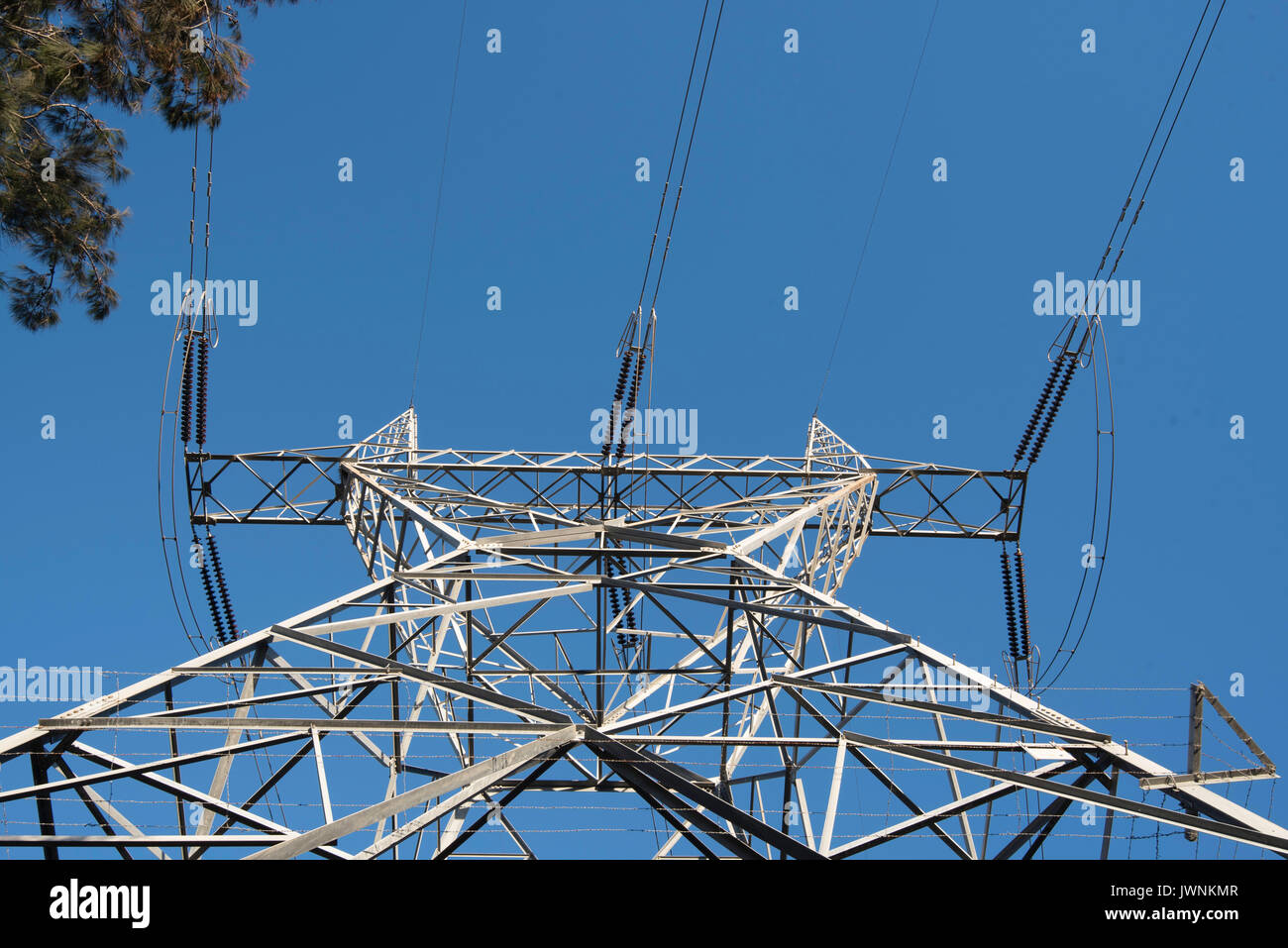 Linee elettriche ad alta tensione e piloni con potenza di 133 kv nel nuovo Galles del Sud, Australia Foto Stock