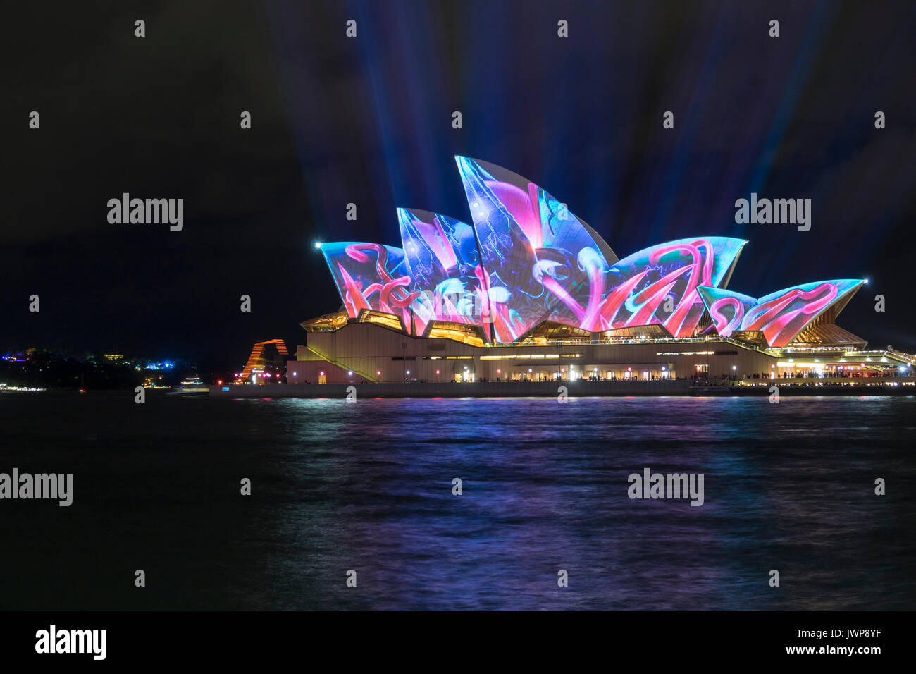 Proiezioni luminose sul Sydney Opera House durante il Vivid Sydney Foto Stock