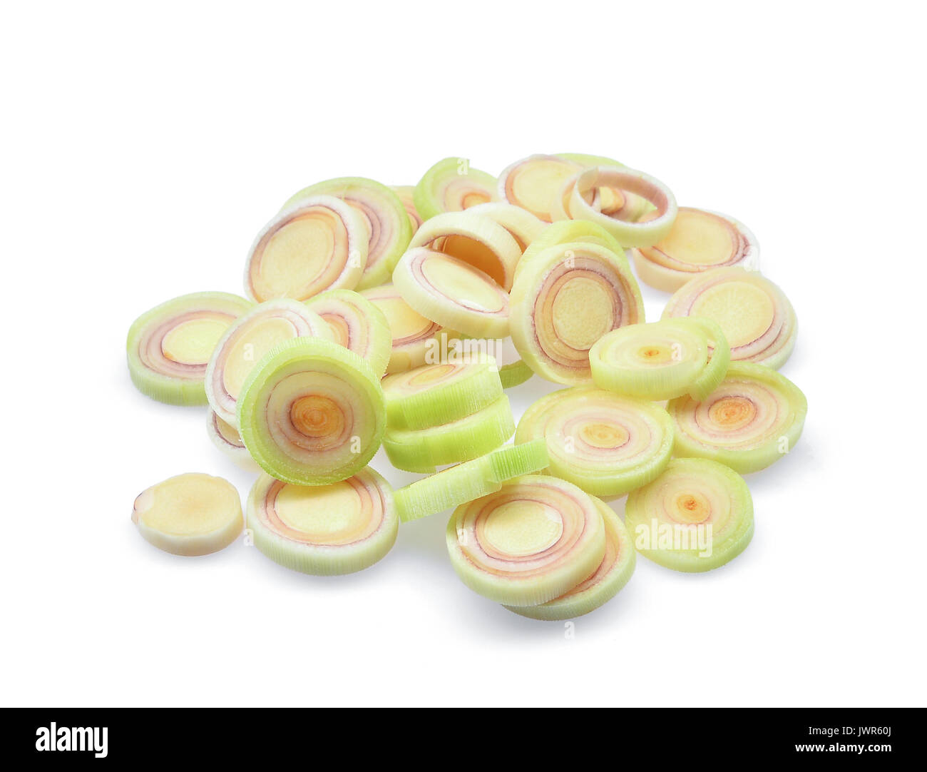 Fetta di lemongrass fresco isolato su sfondo bianco Foto Stock