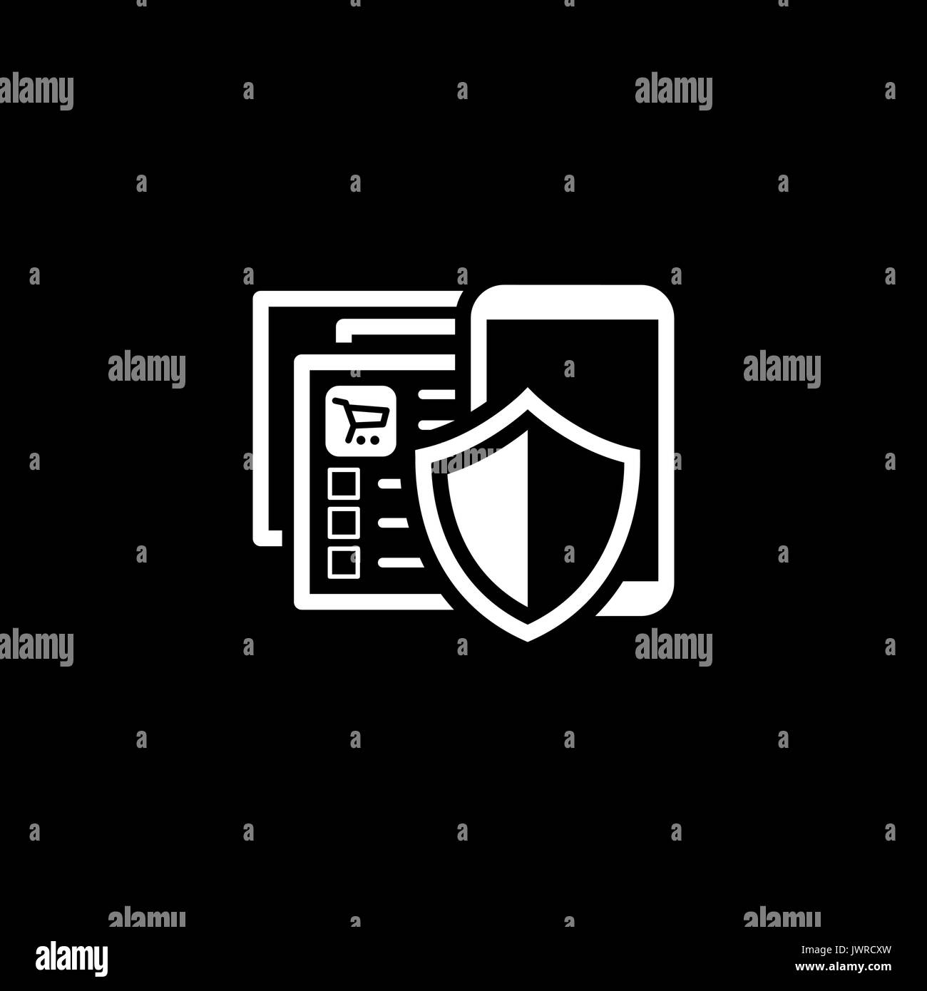 Shopping sicurezza icona APP. Design piatto. Illustrazione Vettoriale