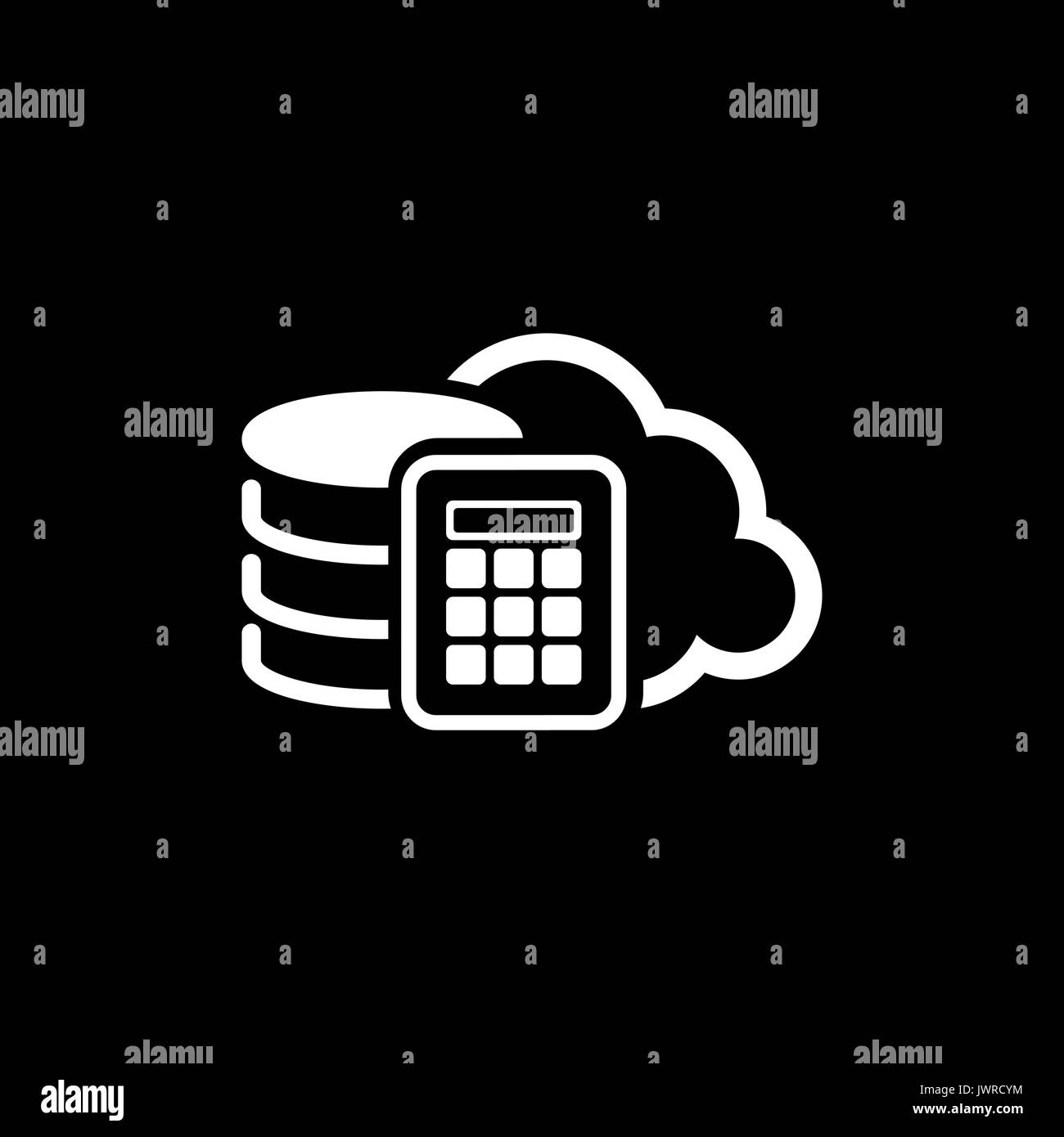 Storage cloud protetto icona. Design piatto. Illustrazione Vettoriale