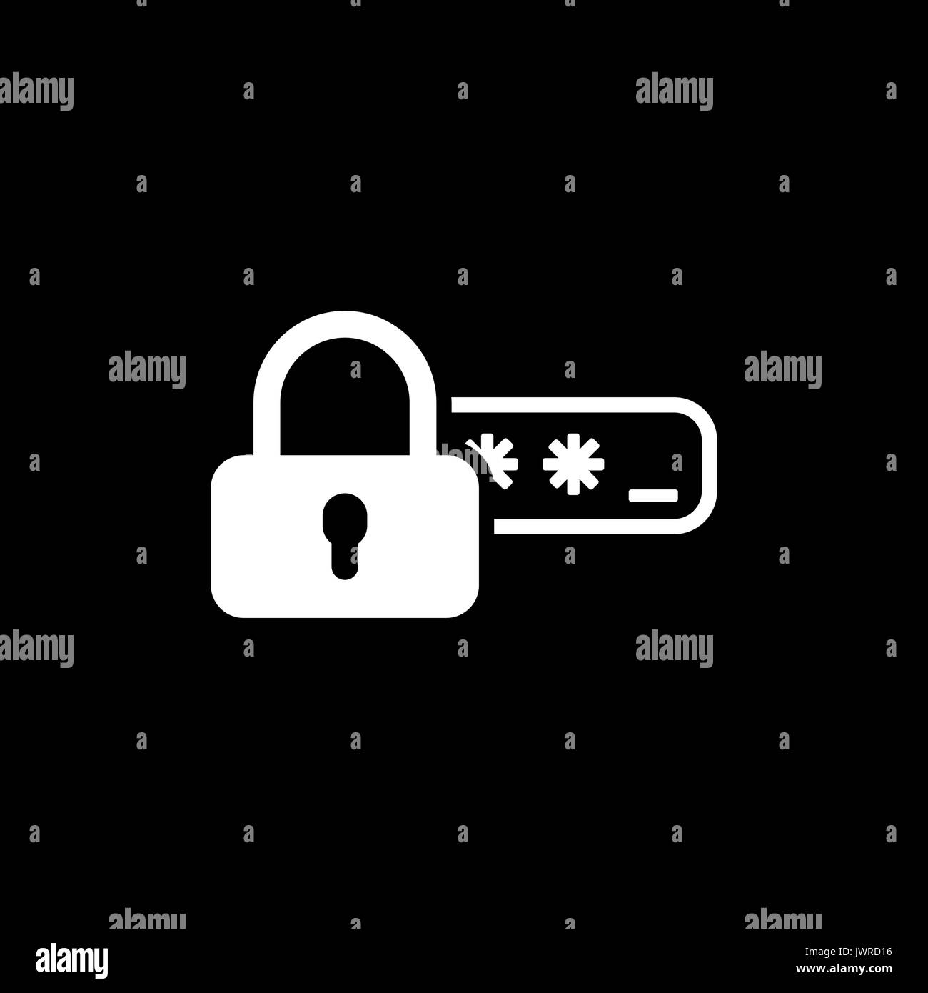 Accesso di sicurezza e protezione tramite password e la relativa icona. Illustrazione Vettoriale