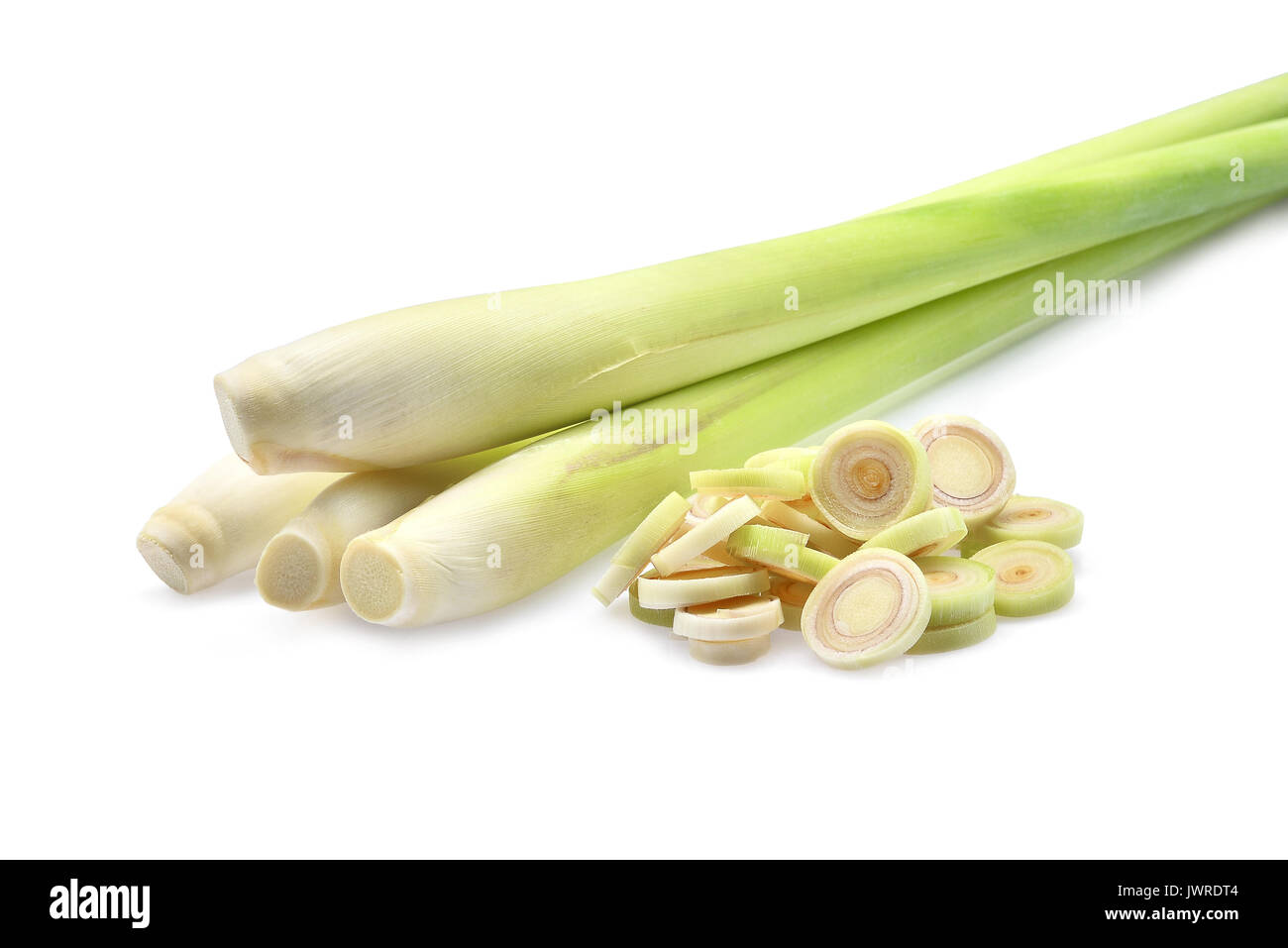 La citronella fresca con fetta isolati su sfondo bianco Foto Stock