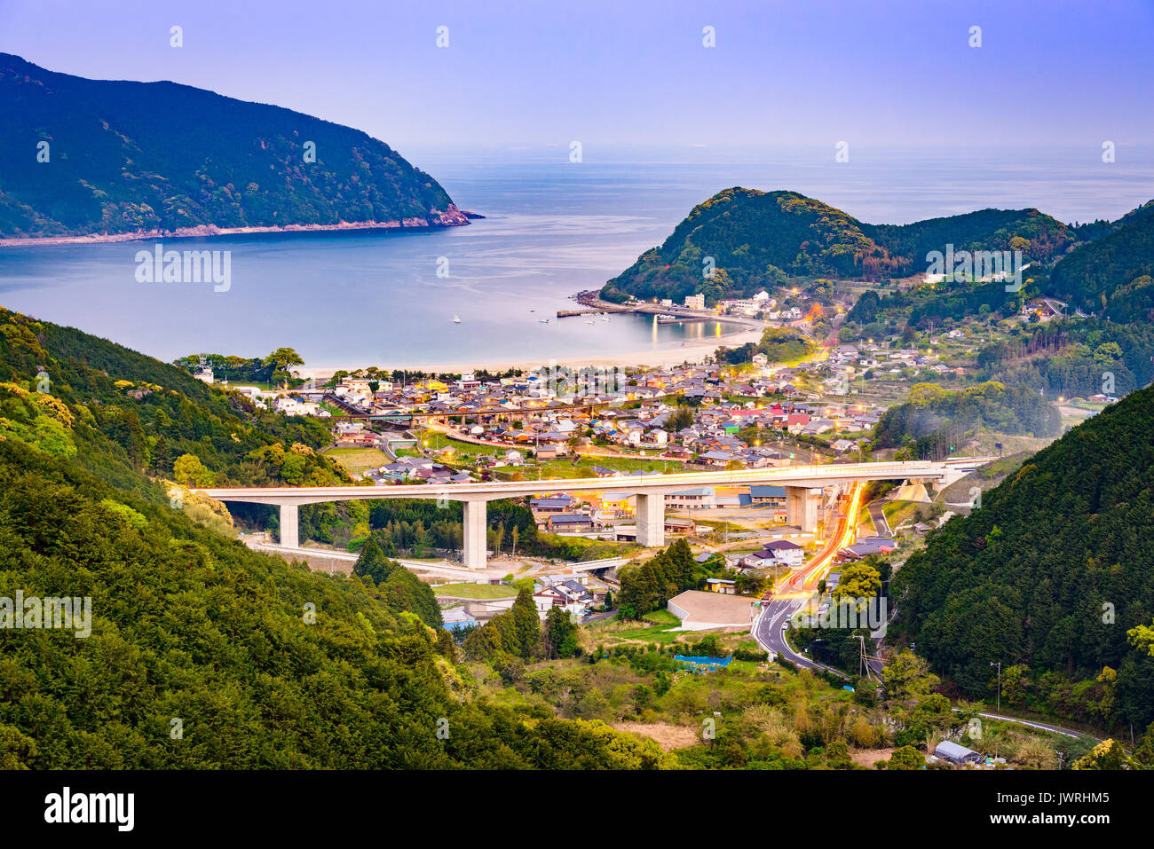 Città Kumano, Prefettura di Mie, Giappone a Atashika waterfront. Foto Stock