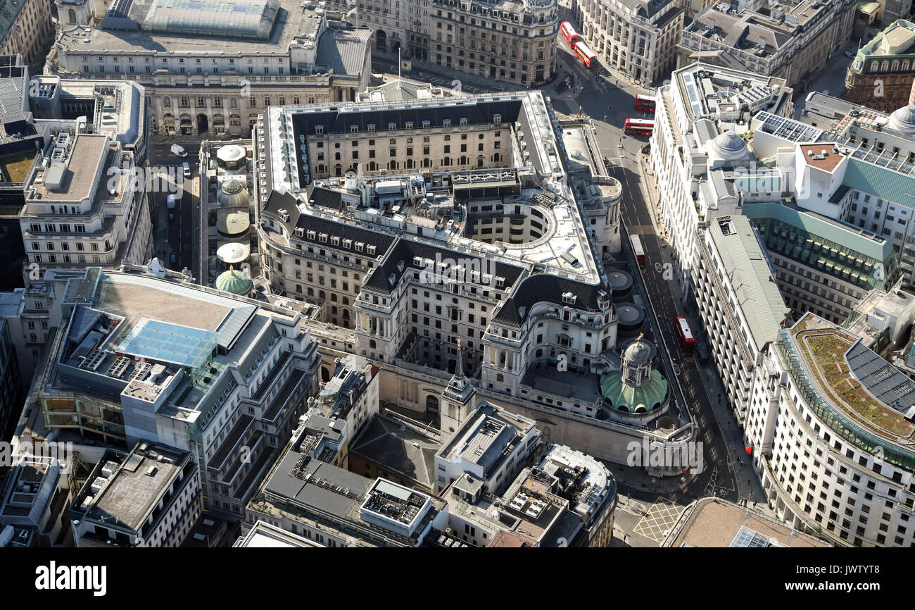 Vista aerea della Bank of England, London EC2 Foto Stock