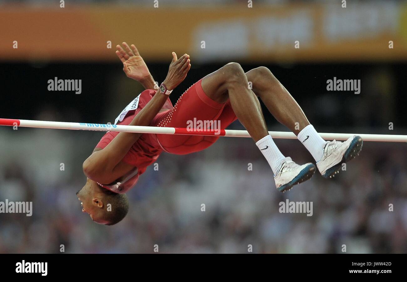 Londra, Regno Unito. 13 Ago, 2017. Mutaz Essa BARSHIM (QAT) nella mens salto in alto finale. IAAF mondiale di atletica. London Olympic Stadium. Queen Elizabeth Olympic Park. Stratford. Londra. Regno Unito. 13/08/2017. Credito: Sport In immagini/Alamy Live News Foto Stock