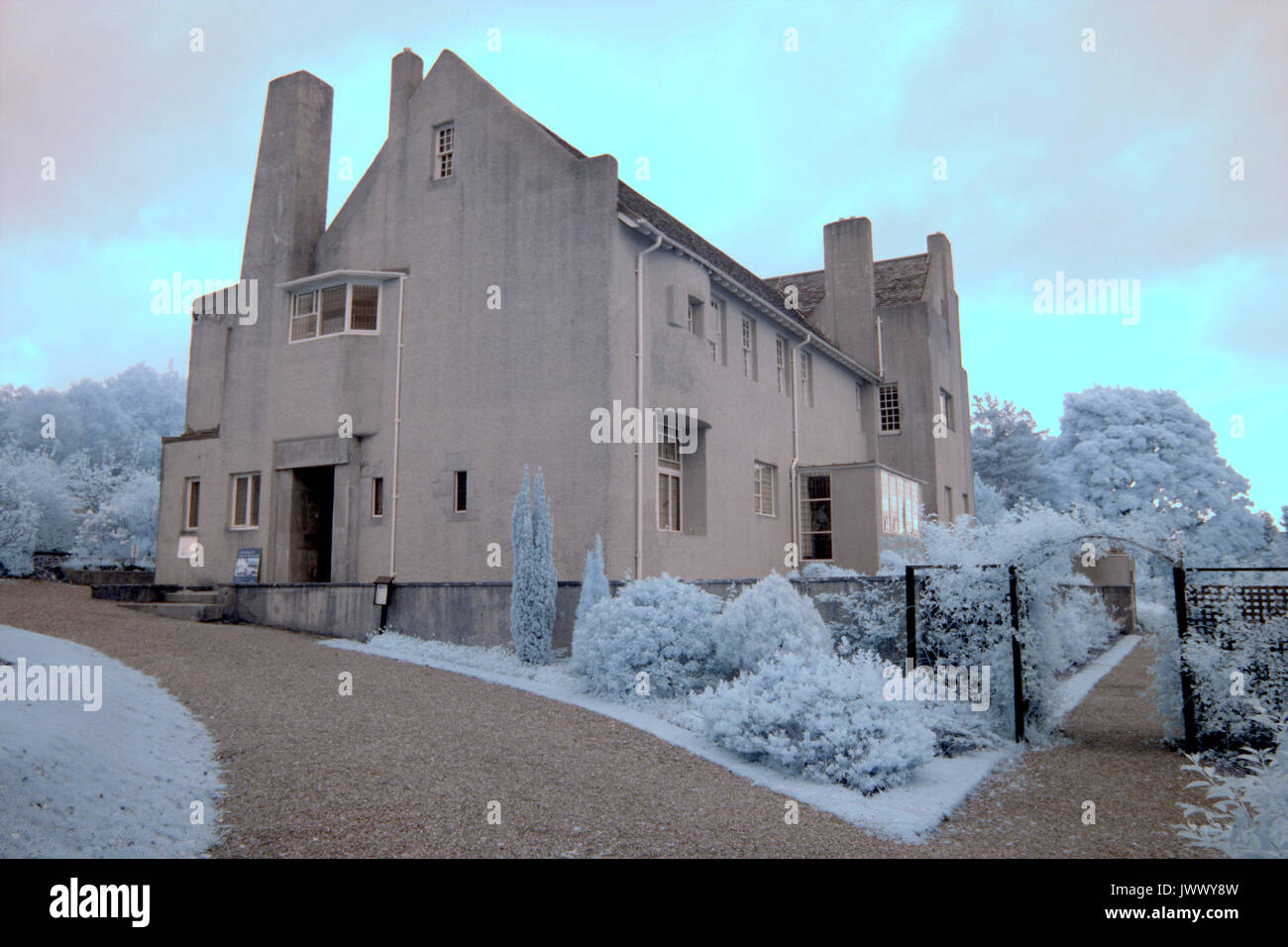 La Hill House a raggi infrarossi che mostra telecamera nascosta umidità da danni causati dall'acqua villa restaurata e progettata da Charles Rennie Mackintosh Foto Stock