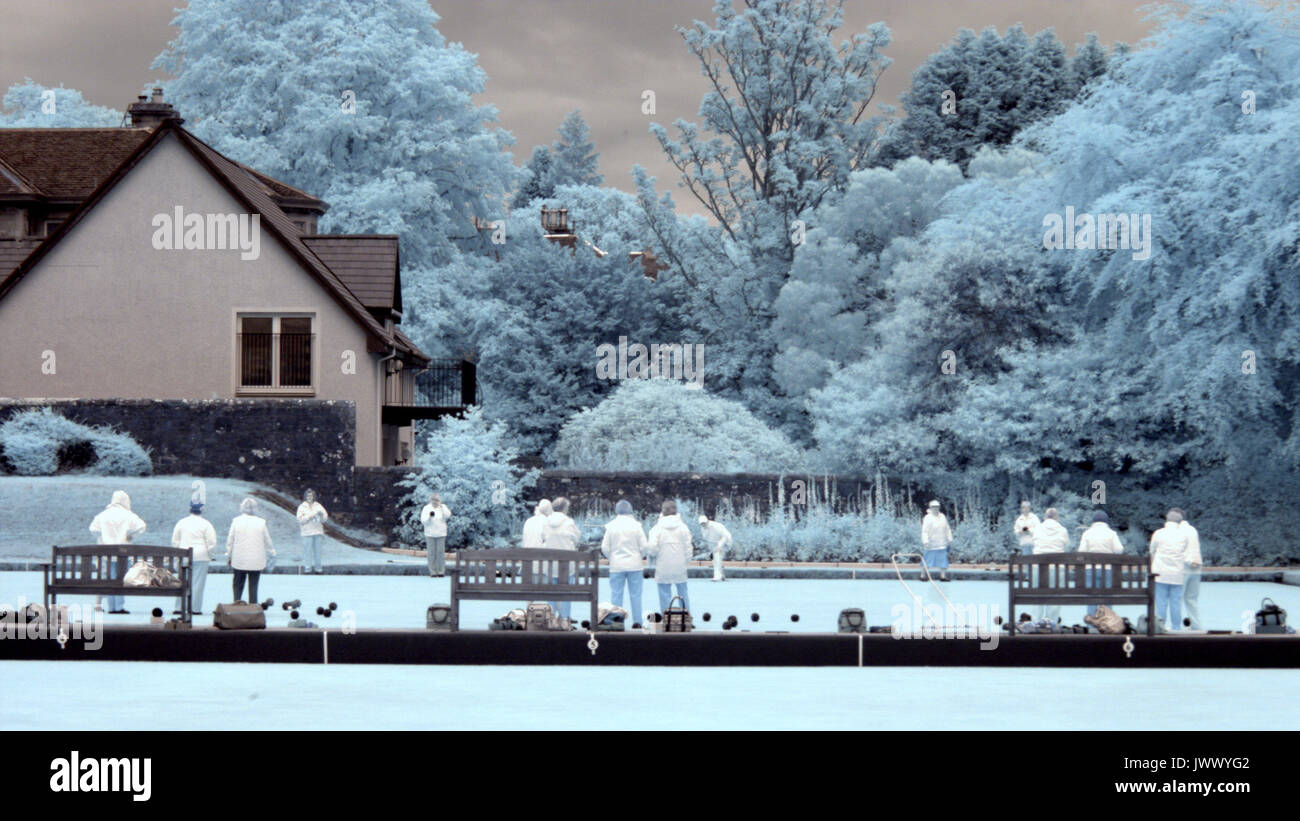 Il bowling club infra red fotocamera . Helensburgh bowling club, Helensburgh Scozia Scotland Foto Stock