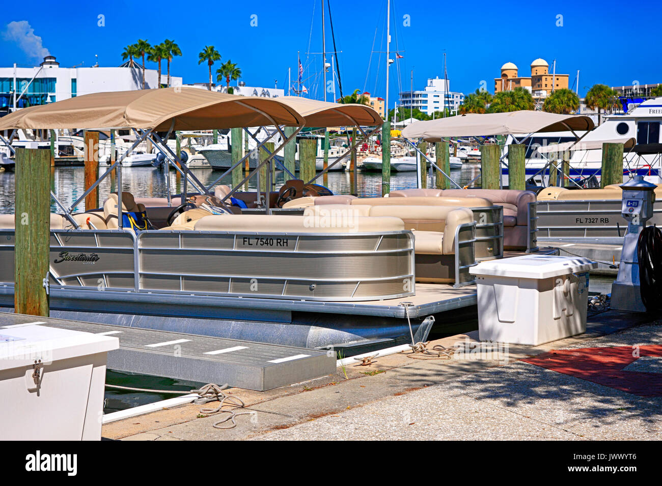 Noleggio barche ormeggiate nei marina in Sarasota FL, Stati Uniti d'America Foto Stock