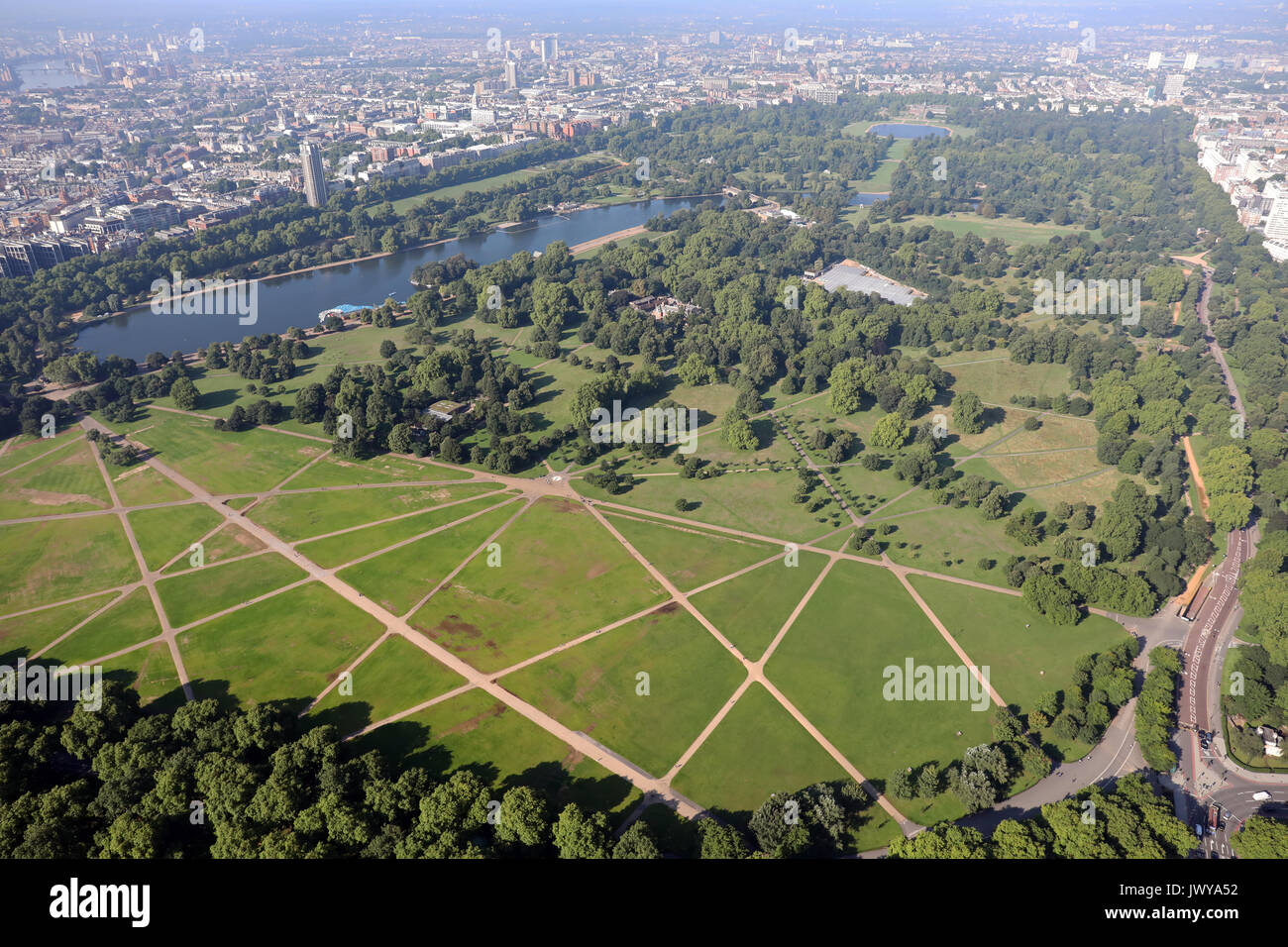 Vista aerea di Hyde Park di Londra, Regno Unito Foto Stock