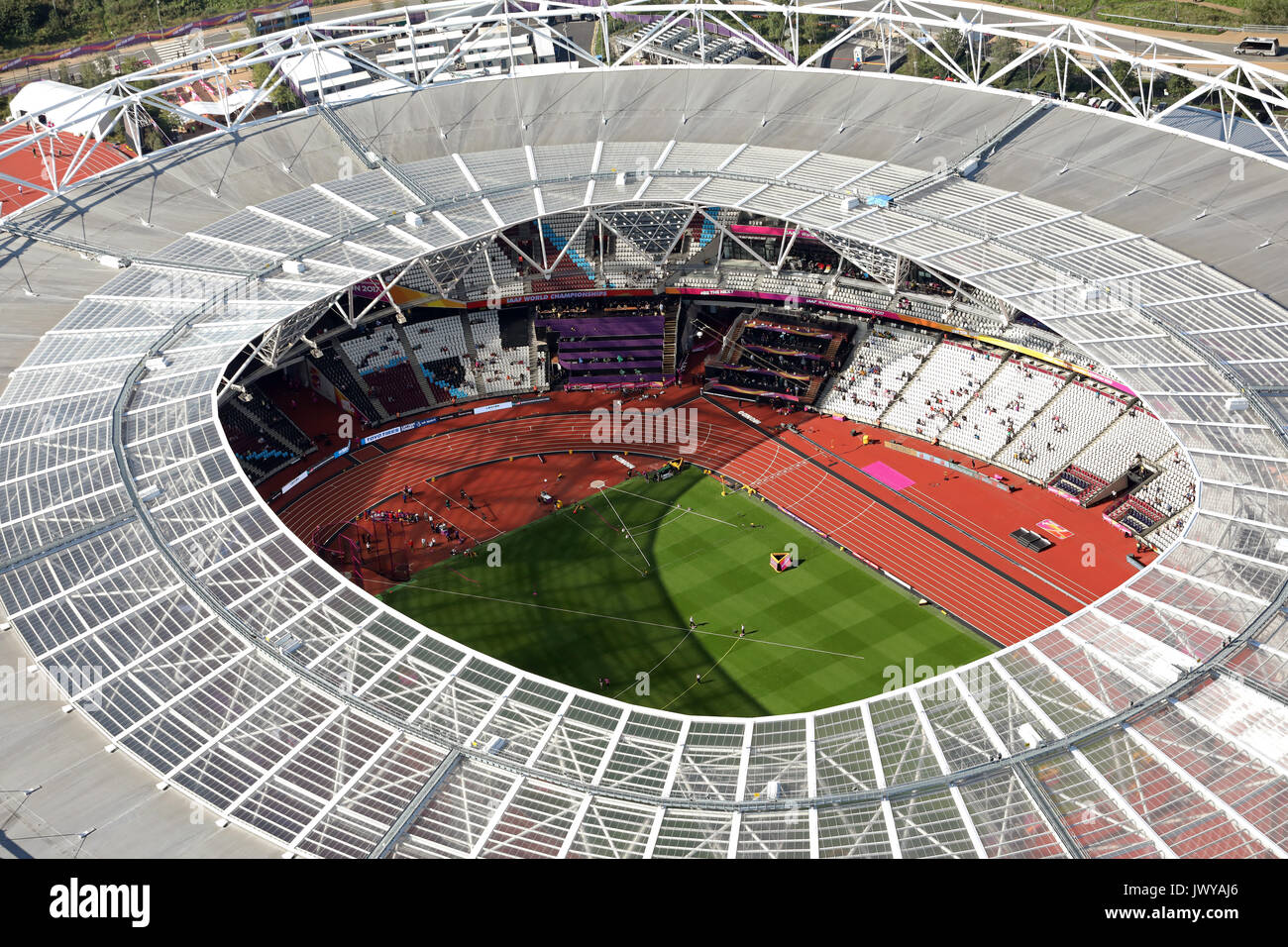 Vista aerea del London Stadium, Queen Elizabeth Park, London, Regno Unito Foto Stock