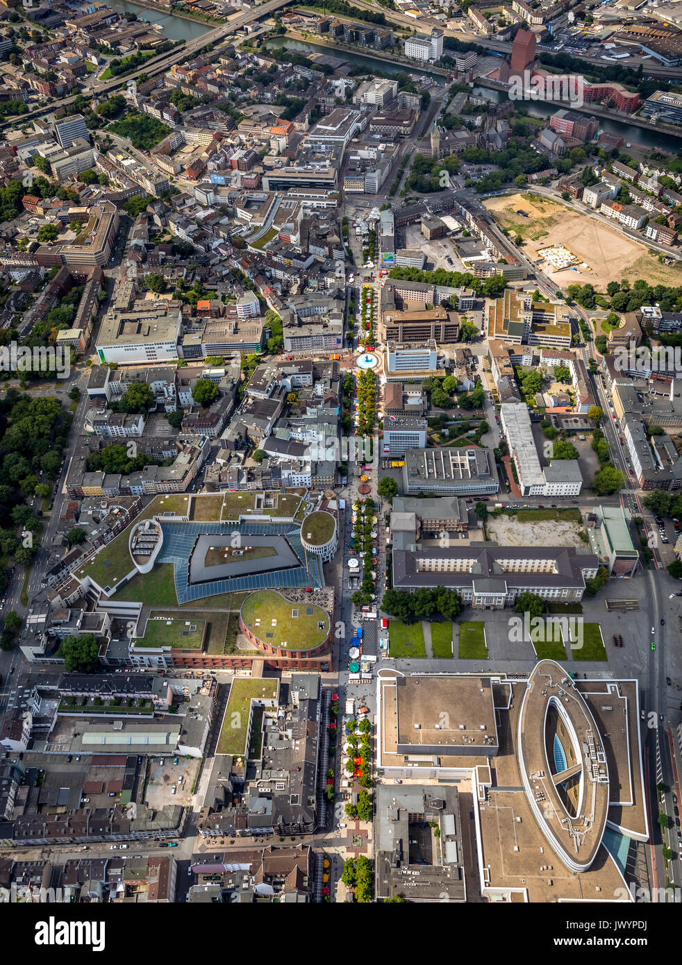 La zona pedonale Königsstraße, KÖ, strada dello shopping, retail, Duisburg, la zona della Ruhr, Renania settentrionale-Vestfalia, Germania, Duisburg, Europa, vista aerea, antenna Foto Stock