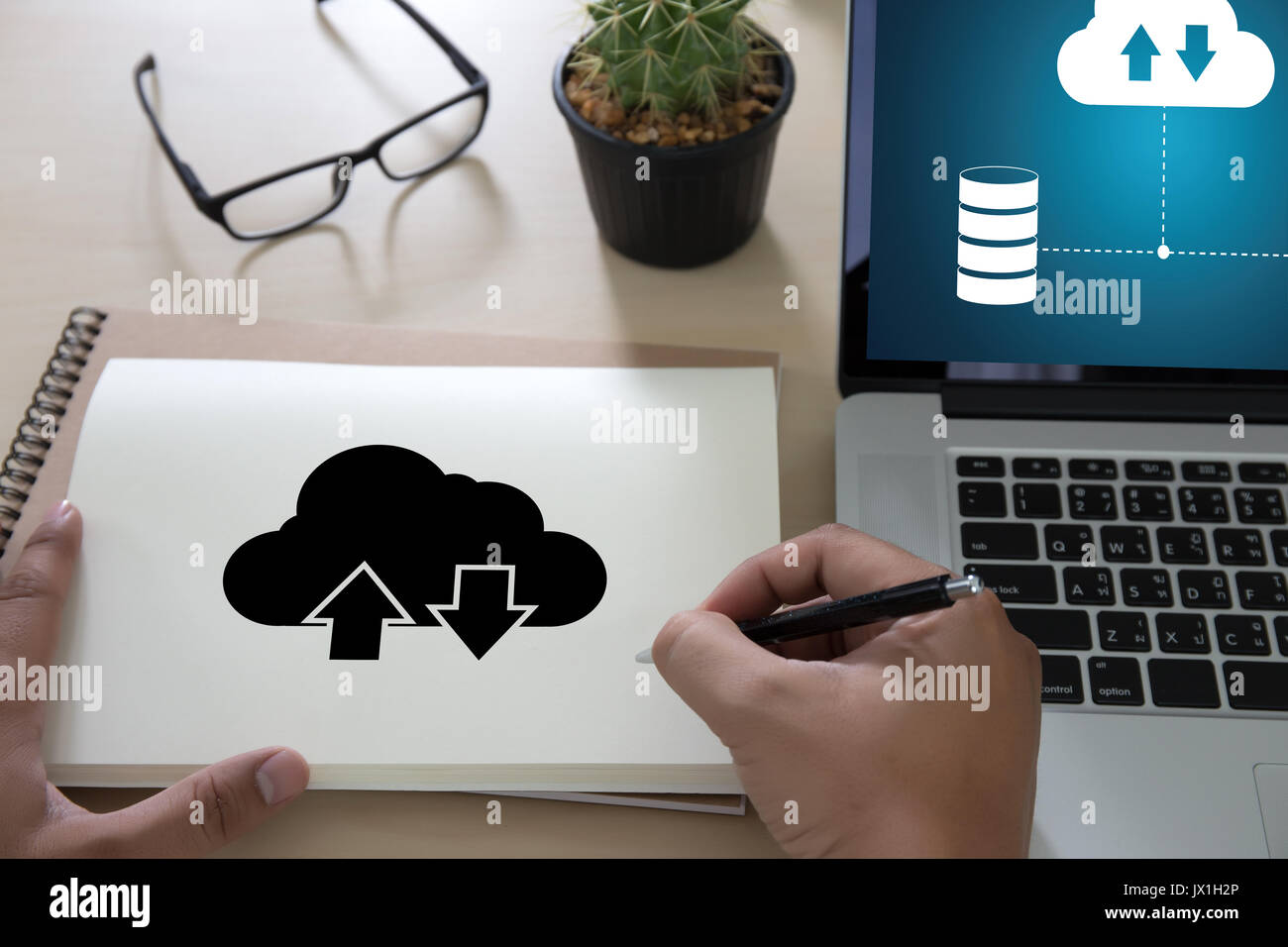 LIVE STREAMING Backup Download di copie di dati di elaborazione dati digitali trasferimento , lo streaming di file di download Foto Stock