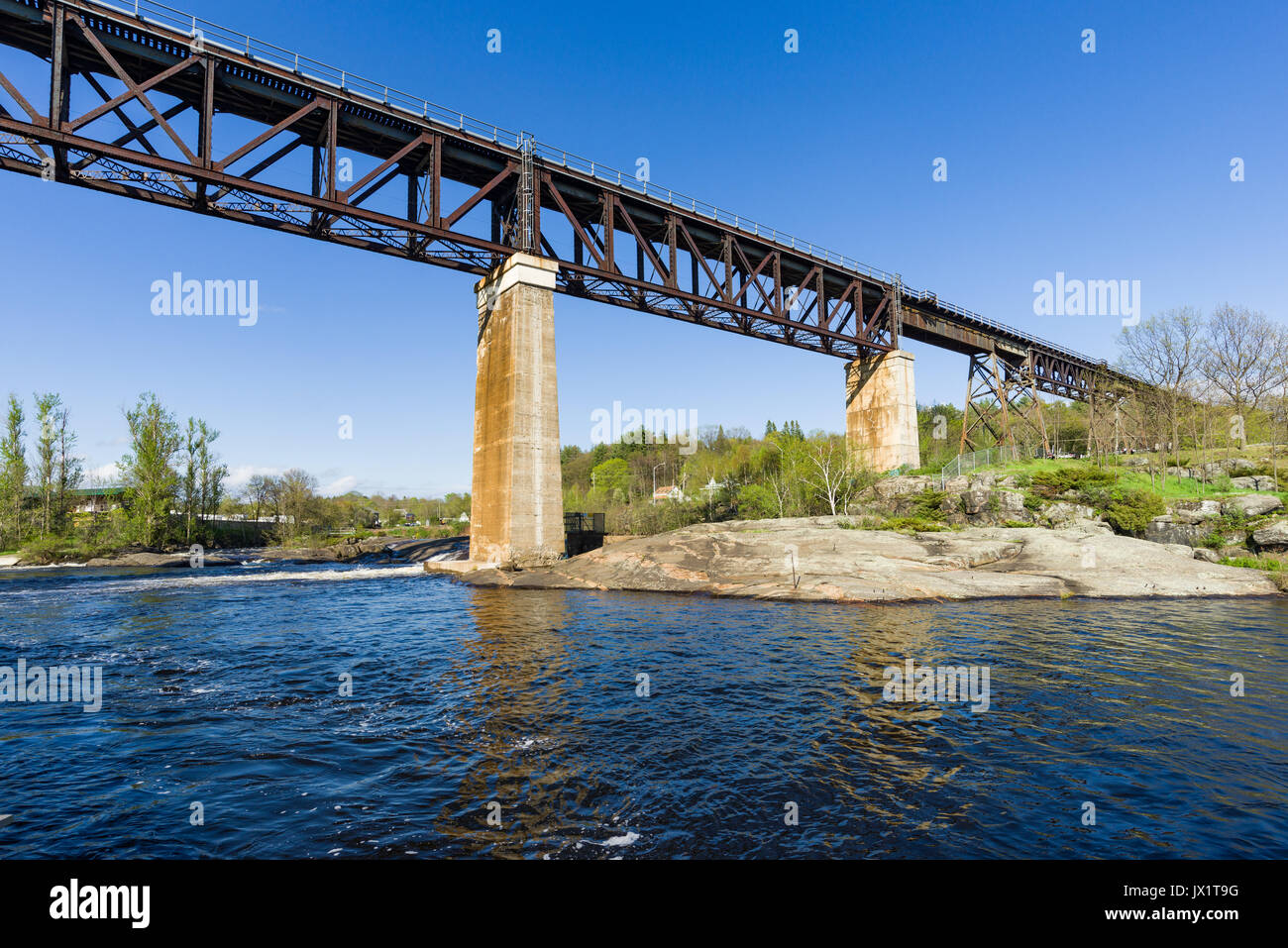 Parry Sound sollevato il ponte ferroviario Foto Stock