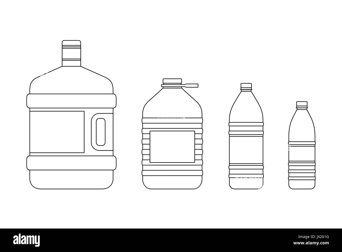 La linea di bottiglie per acqua Illustrazione Vettoriale