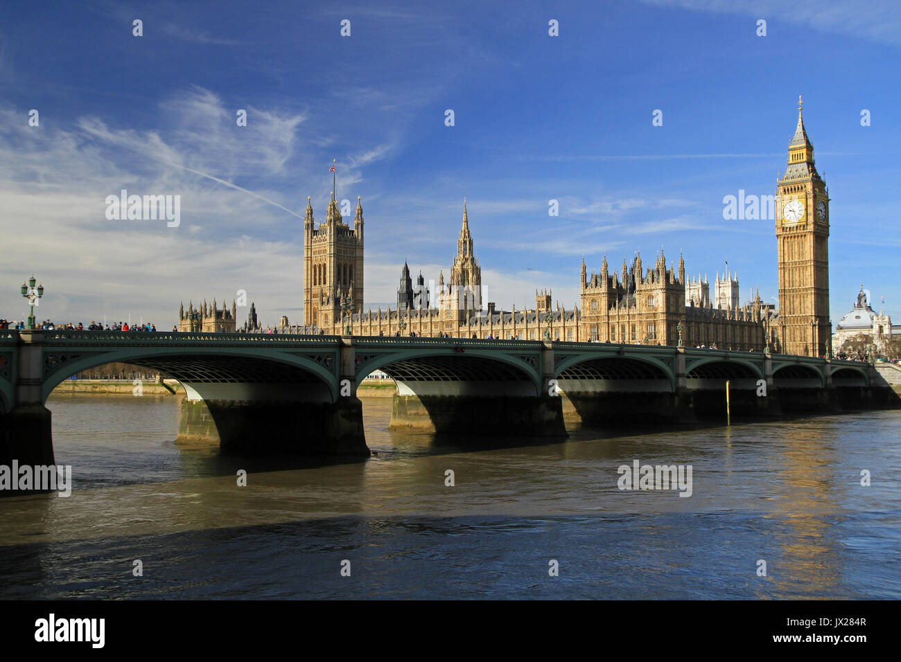 Palazzo di Westminster a Londra, Inghilterra Foto Stock