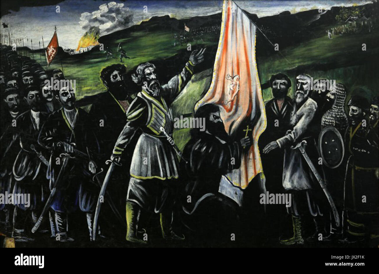 Niko U Pirosmani Giorgi Saakadze difendendo la Georgia dai nemici Olio su tela cerata 120x180 cm Art Museum di Georgia Foto Stock