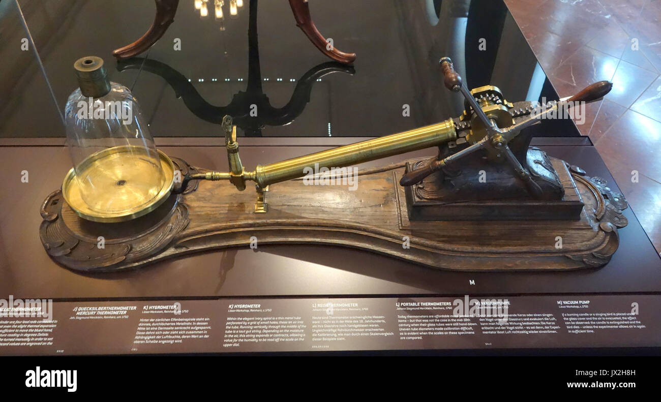 Pompa per il vuoto, workshop Loeser, Reinharz, c 1750 Mathematisch Physikalischer Salon, Dresden DSC08120 Foto Stock