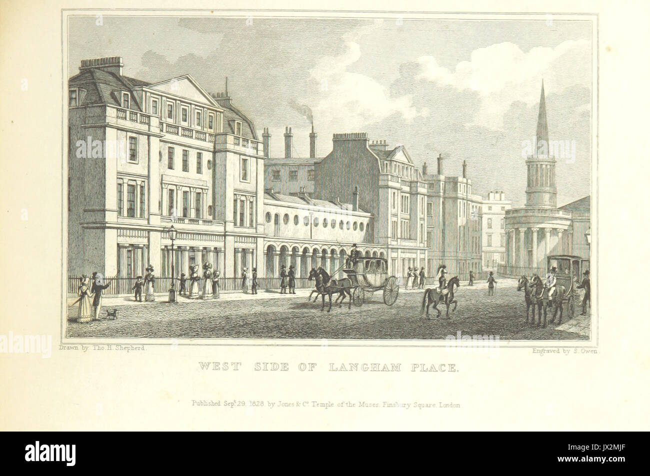 Lato ovest del Langham Place Pastore, Metropolitan miglioramenti (1828), p267 Foto Stock