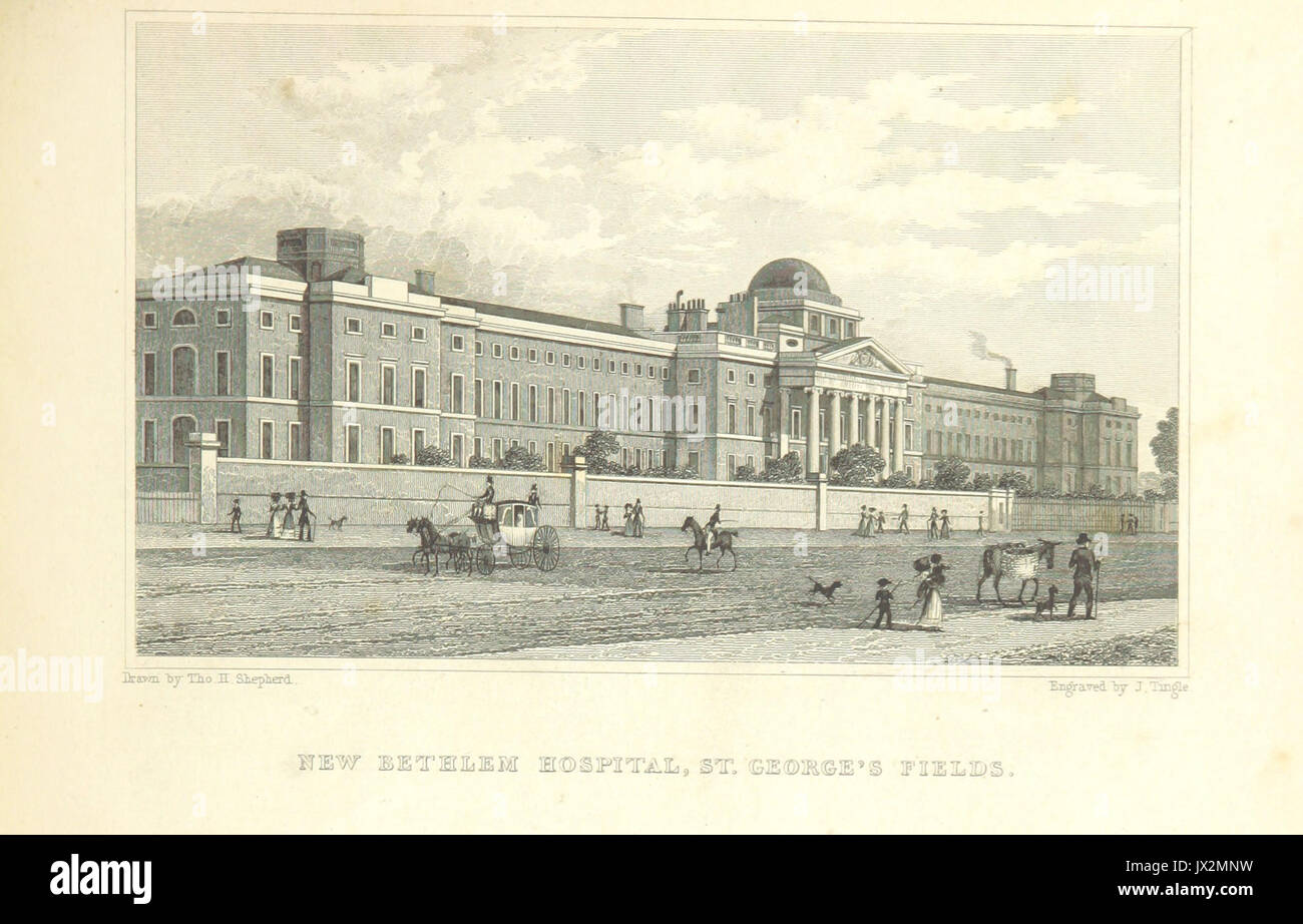 Nuovo Ospedale Bethlem, St George's campi pastore, Metropolitan miglioramenti (1828), p311 Foto Stock