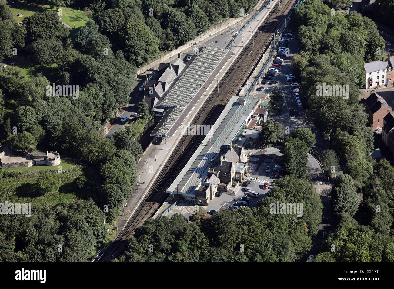 Vista aerea di Durham stazione ferroviaria Foto Stock