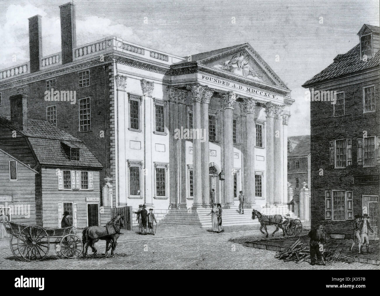 Prima banca DEGLI STATI UNITI A 120 sud Terza Strada, Philadelphia, poco dopo il completamento nel 1797 Foto Stock