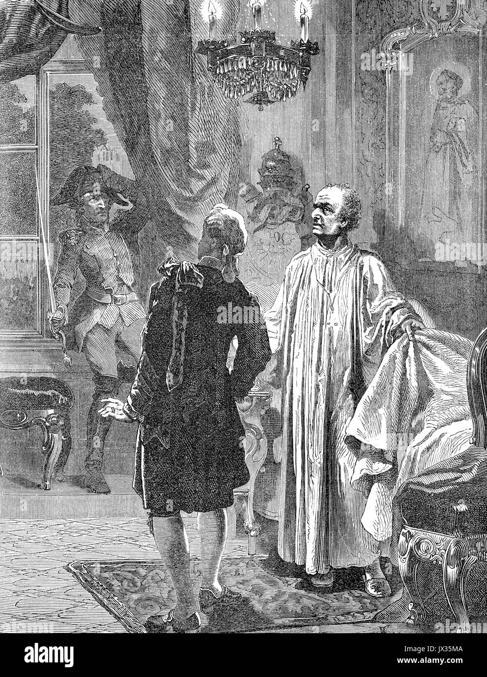 Francese Generale Radet tenendo il Papa Pio VII come prigioniero nel 1809 Foto Stock