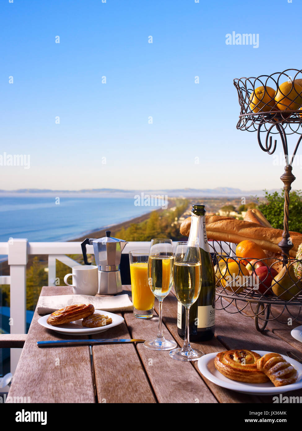 La colazione vista su Napier Hawkes Bay verso Capo kidknappers da bluff hill Foto Stock