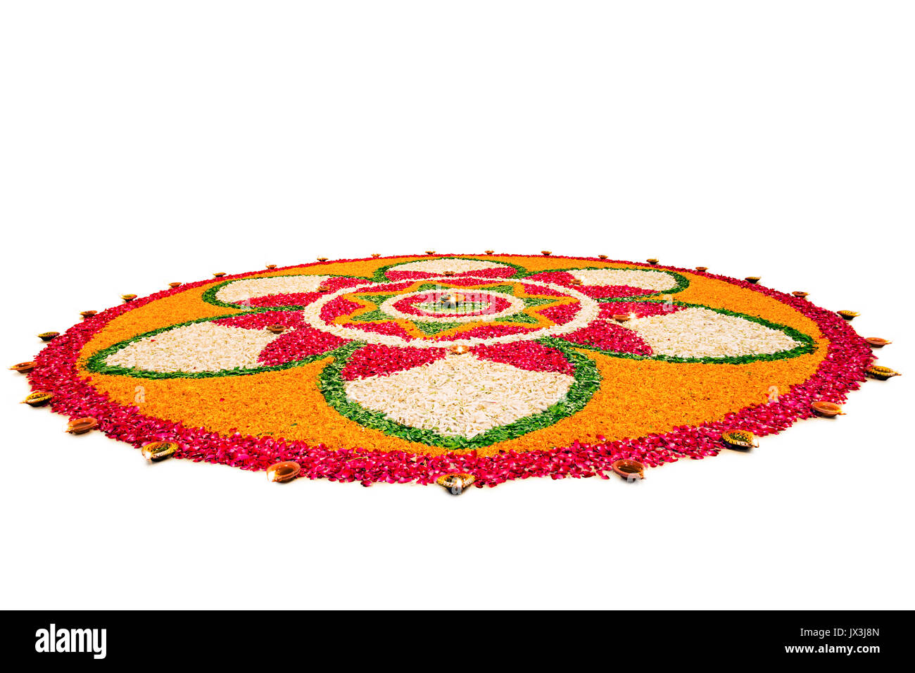 Flower rangoli progetta per il Diwali Festival india asia Foto Stock
