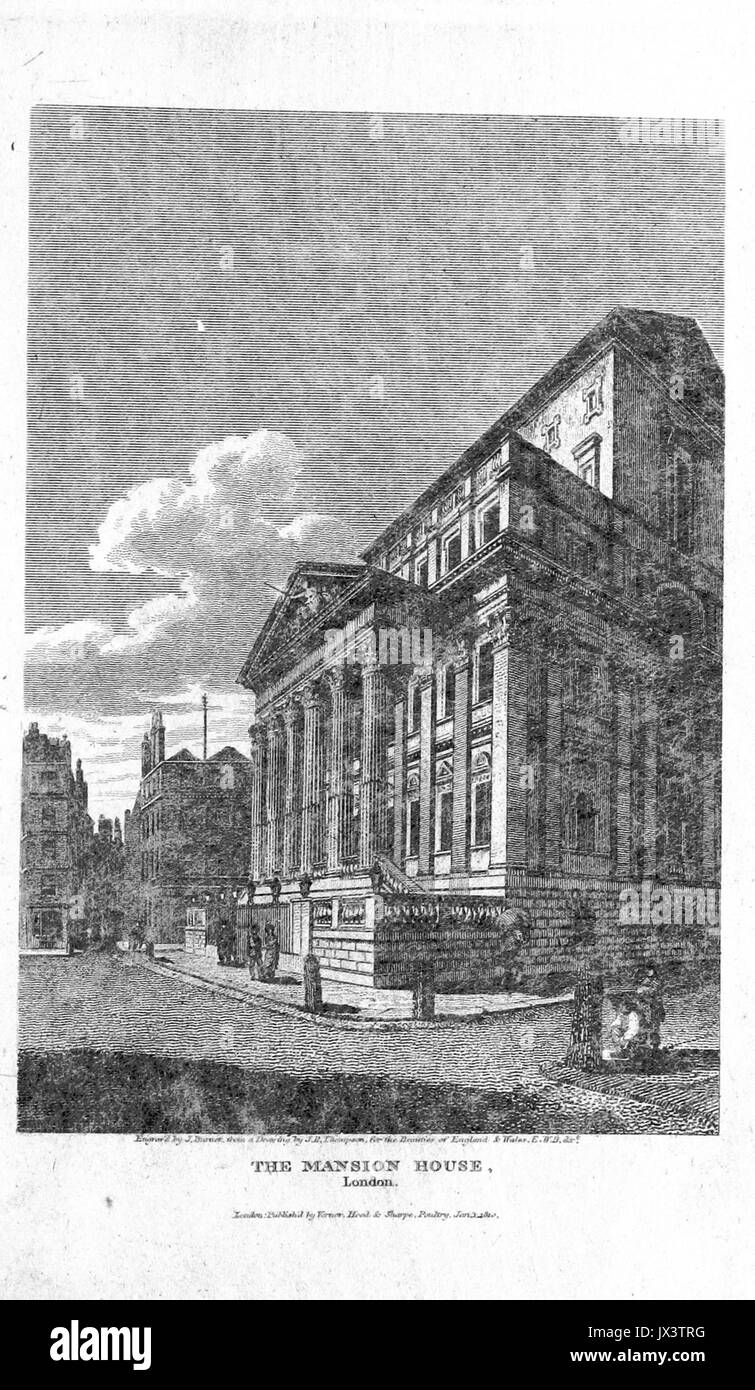 Brayley(1820) p2 037 Mansion House, Londra Foto Stock