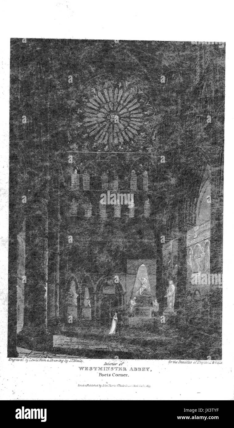 Brayley(1820) p4 017 interno dell Abbazia di Westminster, Poets Corner Foto Stock