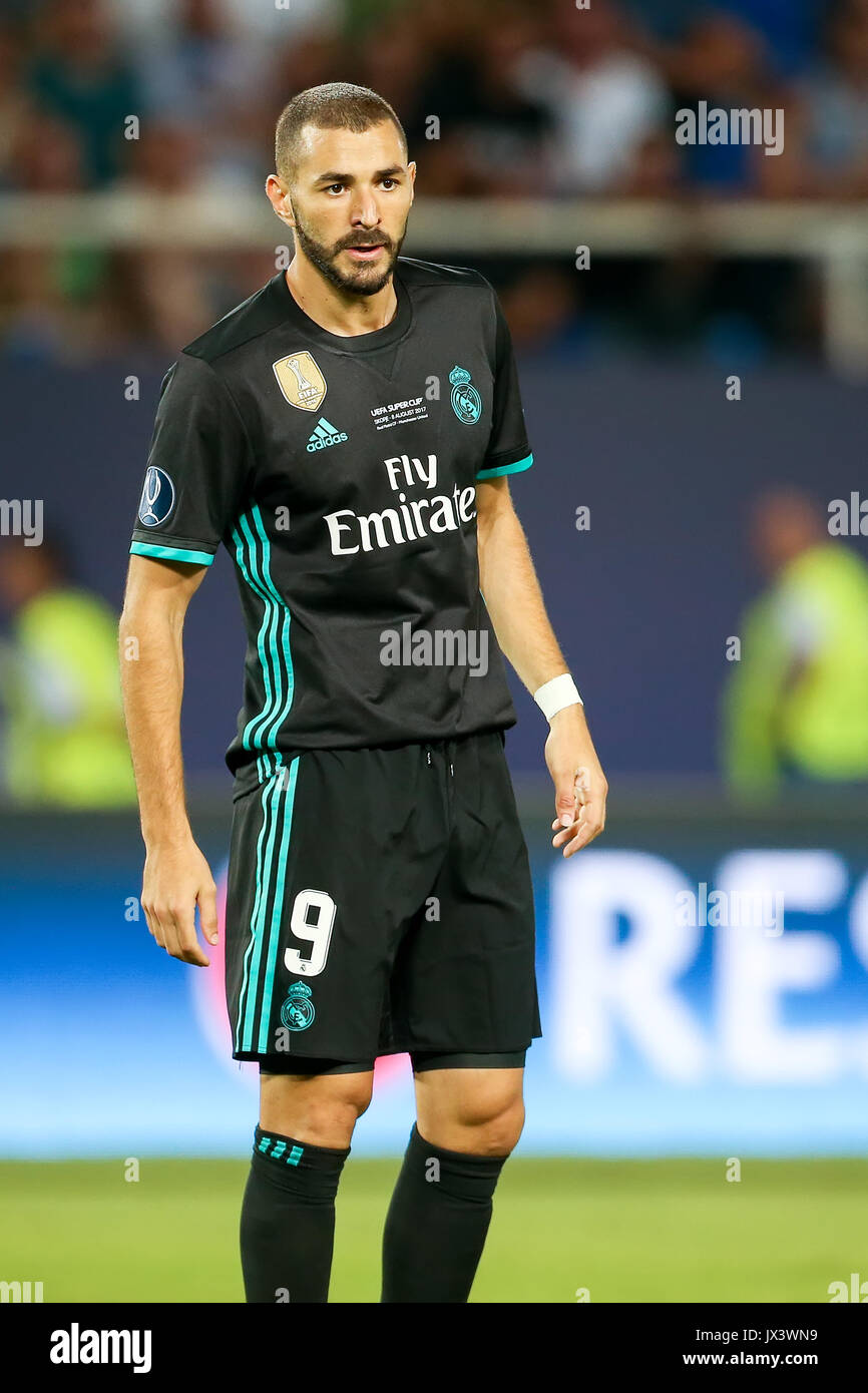 Skopje, ERIM - Agosto 8,2017: Real Madrid Karim Benzema durante la Coppa  UEFA Intertoto partita finale tra il Real Madrid e il Manchester United a  Filippo II Foto stock - Alamy