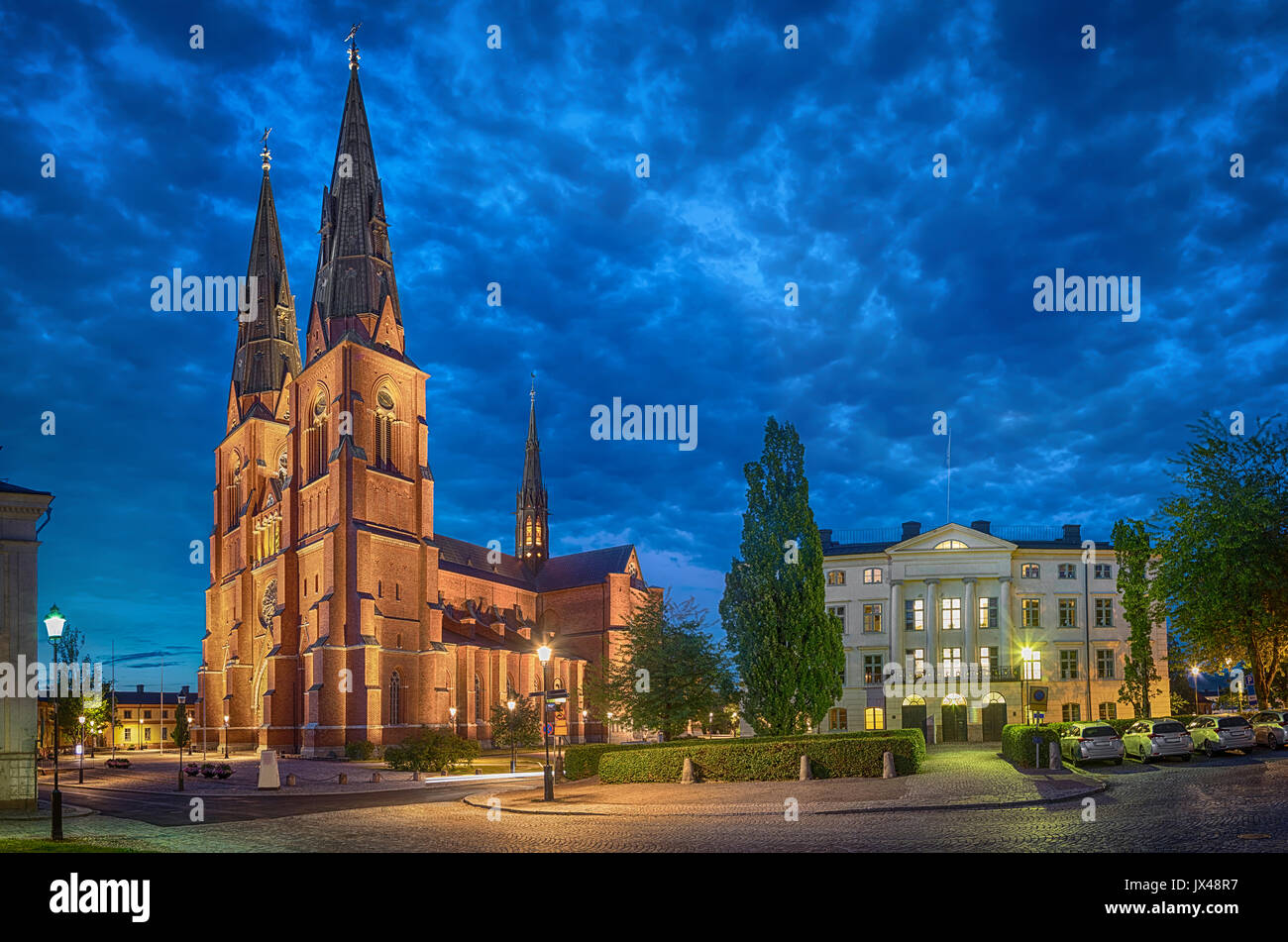 Cattedrale di Uppsala in serata, Uppsala, Svezia (effetto HDR) Foto Stock