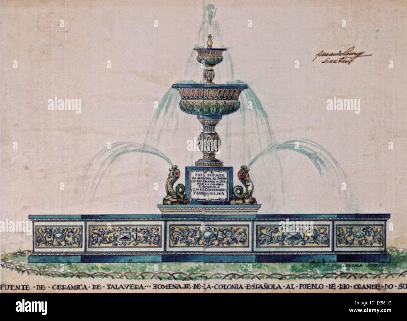 Juan Ruiz de Luna Fuente de Ceramica de Talavera Foto Stock