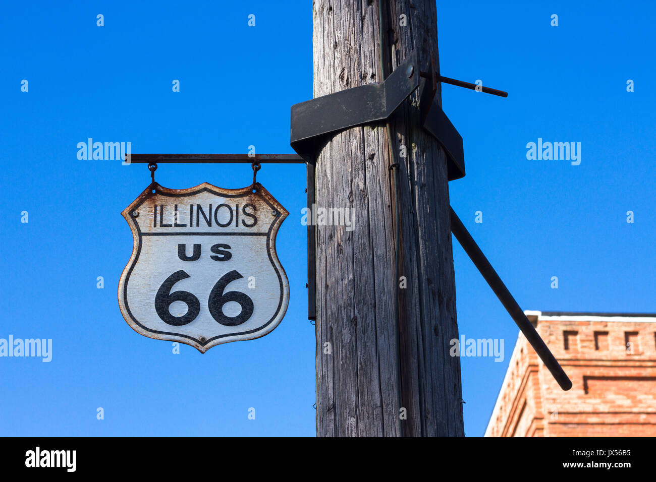 Route 66 segno lungo la strada madre America Foto Stock