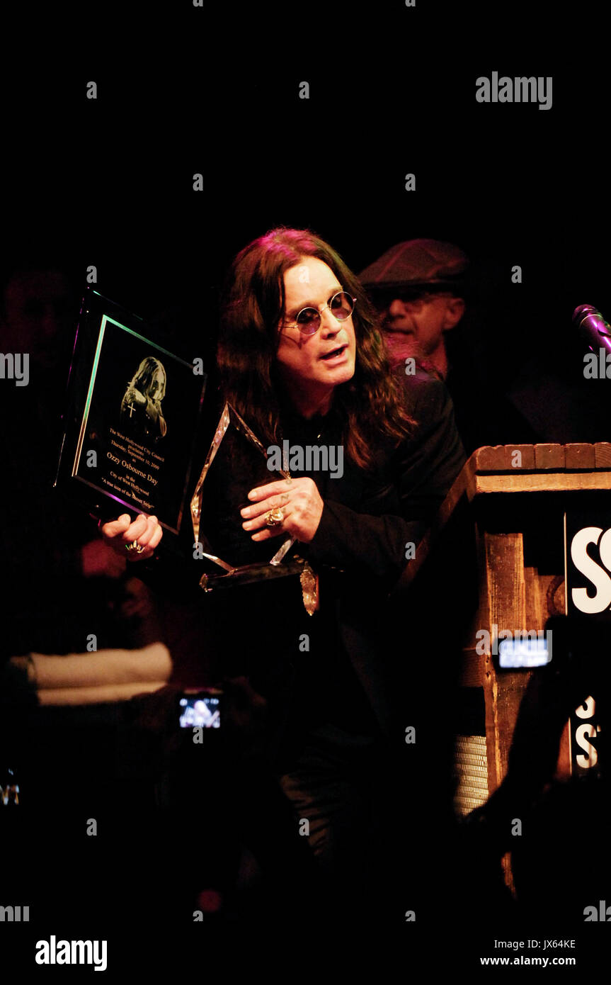 Il cantante Ozzy Osbourne accetta il premio 2° tributo annuale del Sunset Strip Music Festival a Ozzy Osbourne House Blues Settembre 10,2009 West Hollywood Foto Stock
