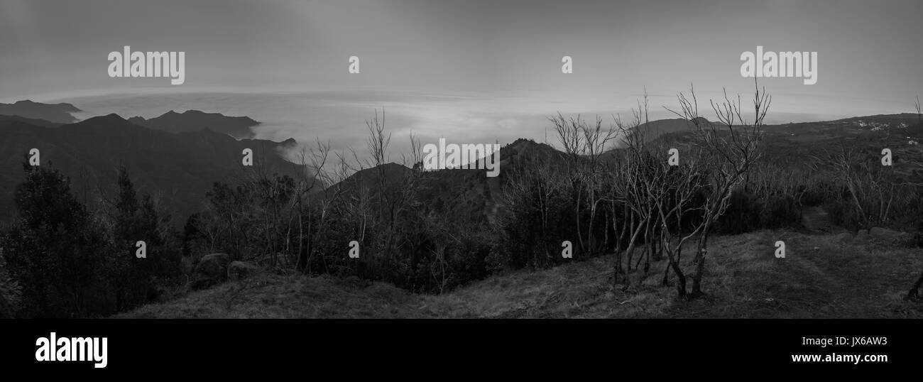 Viste su un sentiero escursionistico vicino Erjos sull'isola di Tenerife al di sopra delle nuvole Foto Stock