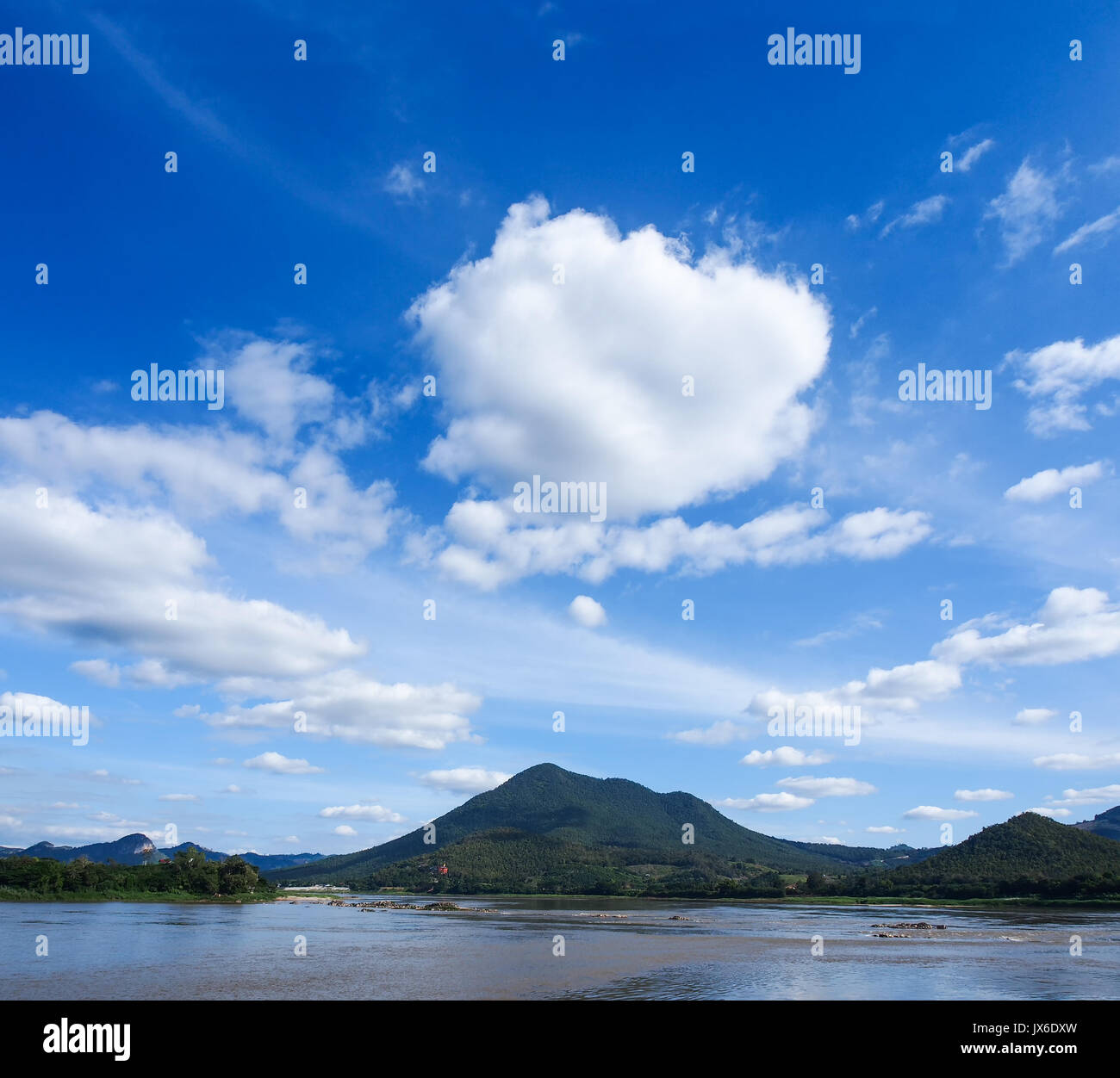 Vista di Kaeng Khut Khu, (Chiang Khan, Loei Provincia), Tailandia. Foto Stock