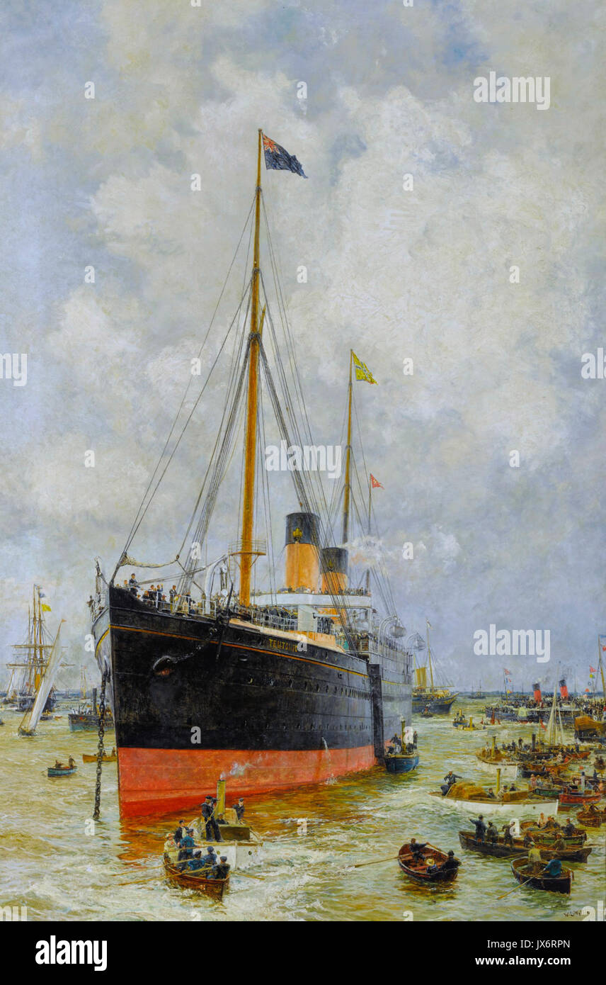 Il teutonico mercantile incrociatore armati, White Star Line, da William Lionel Wyllie Foto Stock