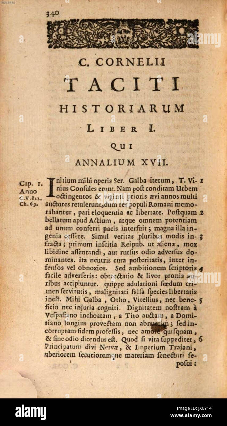 Tacito Historiae (Edizione J T Ryck, 1687) Foto Stock