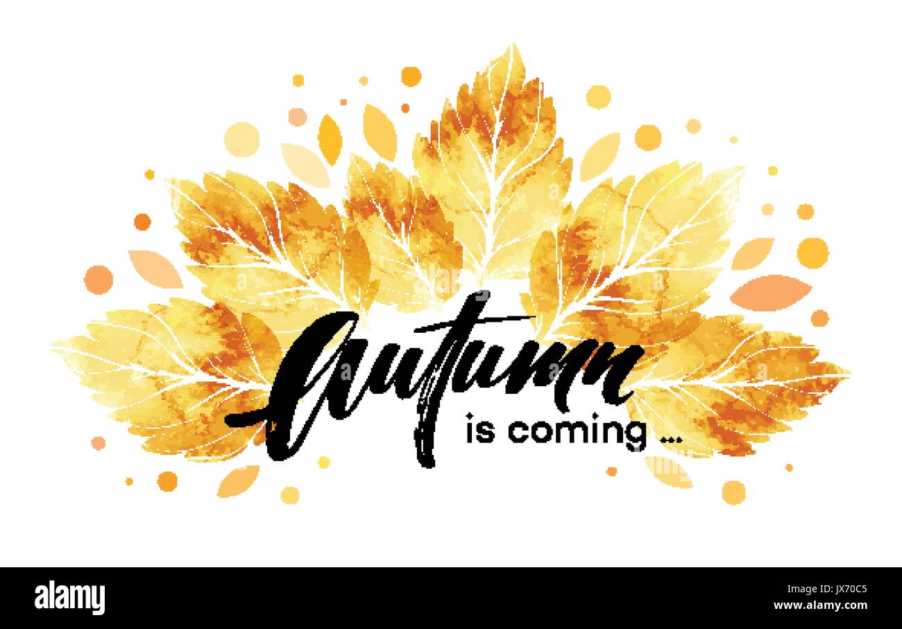 Acquarello dipinto di foglie di autunno banner. Caduta di background design. Illustrazione Vettoriale Illustrazione Vettoriale