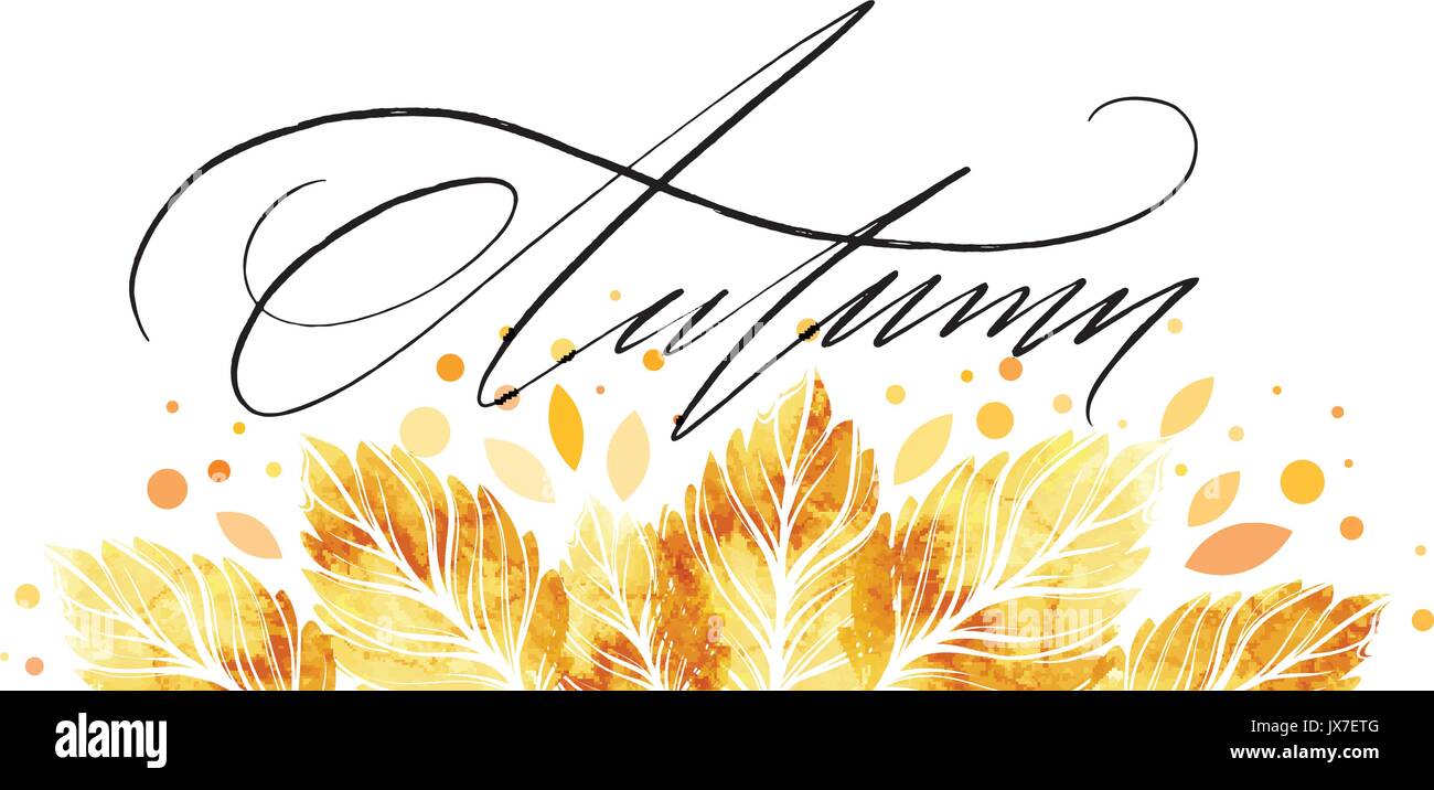 Acquarello dipinto di foglie di autunno banner. Caduta di background design. Illustrazione Vettoriale Illustrazione Vettoriale