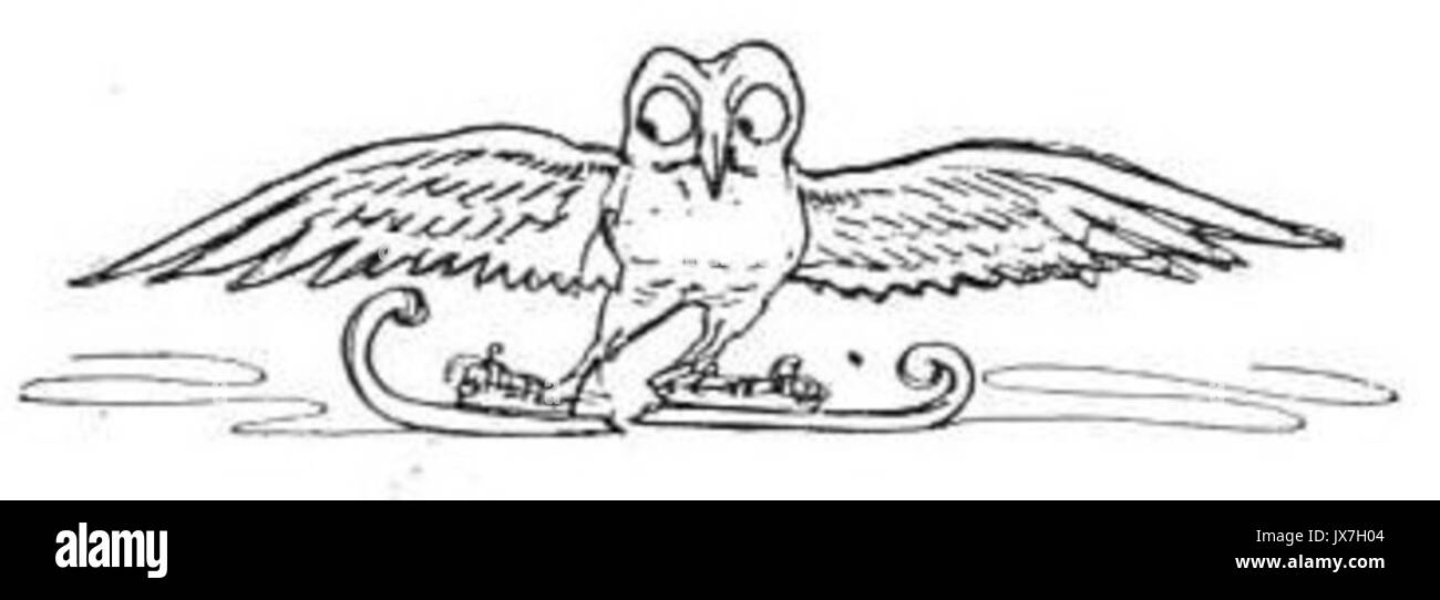 Questa stravagante immagine di una civetta sugli sci combina giocose immagini di animali con sport invernali. L'illustrazione cattura l'idea umoristica di un gufo, noto per la sua grazia e saggezza, impegnato in un'attività inaspettata. Foto Stock