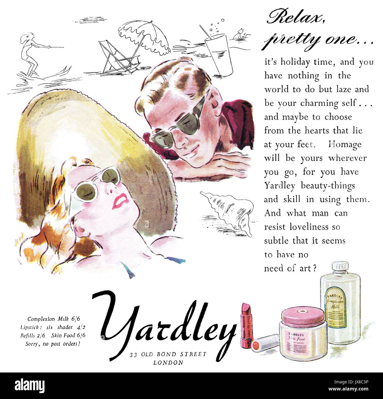 1946 British pubblicità per Yardley cosmetici. Foto Stock
